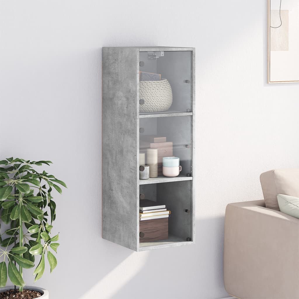 vidaXL Glashängeschrank Wandschrank mit Glastüren Betongrau günstig online kaufen