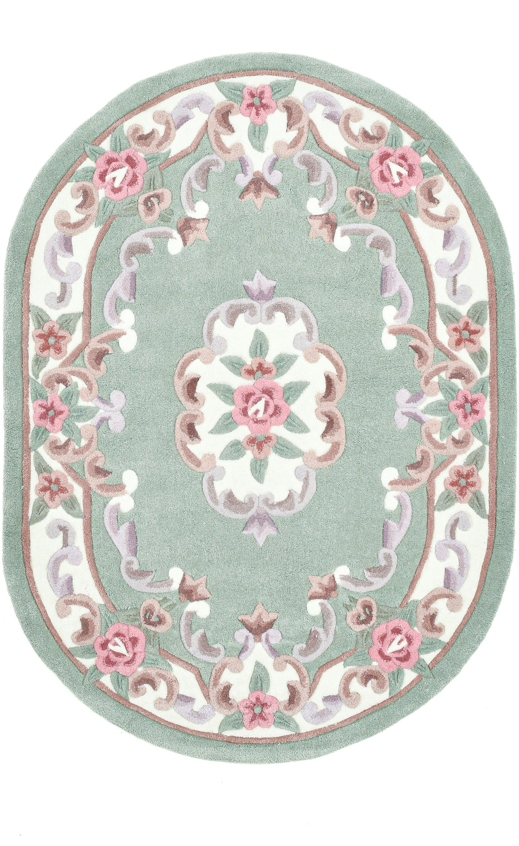 THEKO Teppich Ming, oval, Höhe: 14 mm, hochwertiges Acrylgarn, ideal im Wohnzimmer & Schlafzimmer