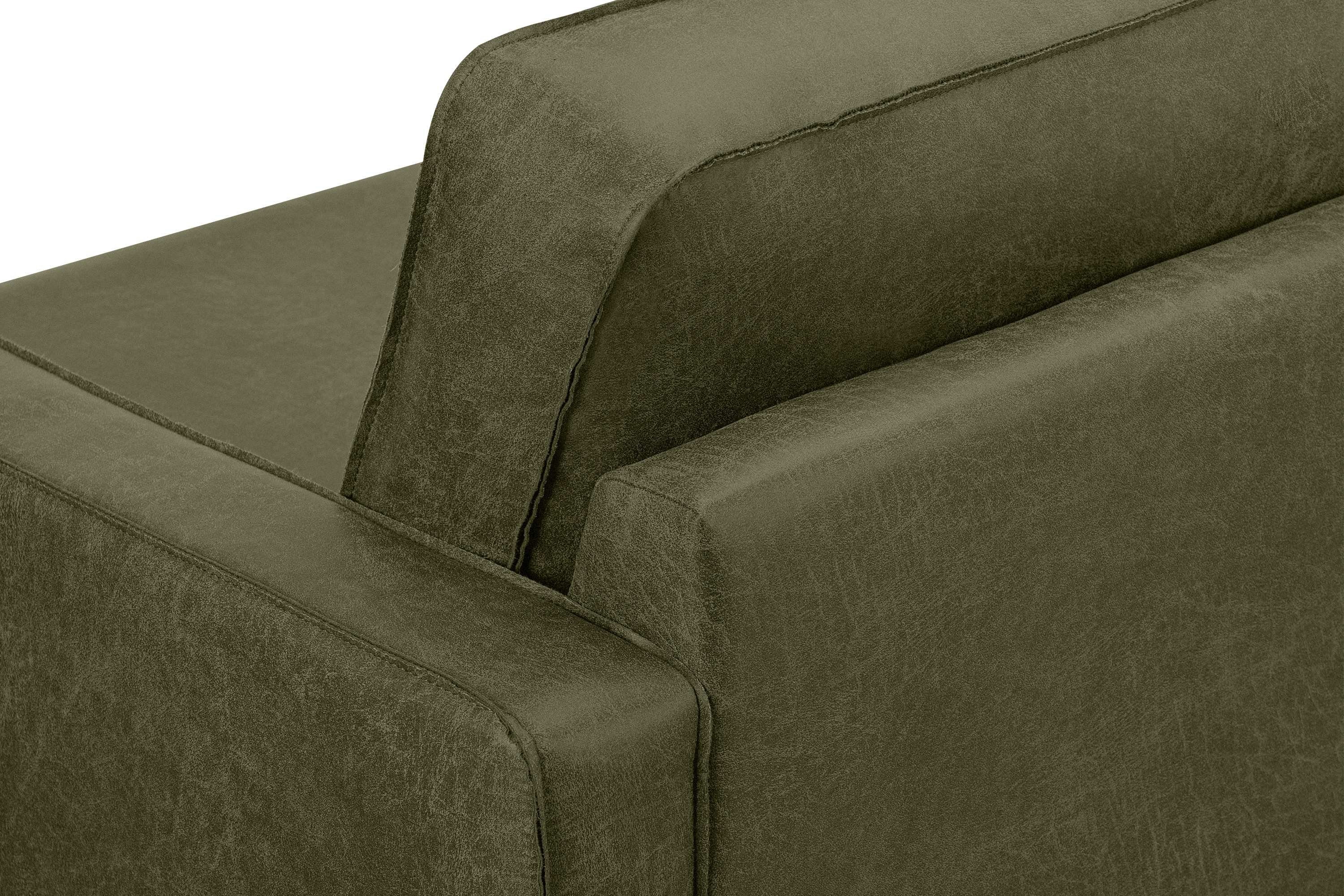 Hergestellt hohen Metallfüßen, | Dreisitzer-Sofa, EU auf in grün Grundschicht: Konsimo grün INVIA Echtleder, 3-Sitzer grün |