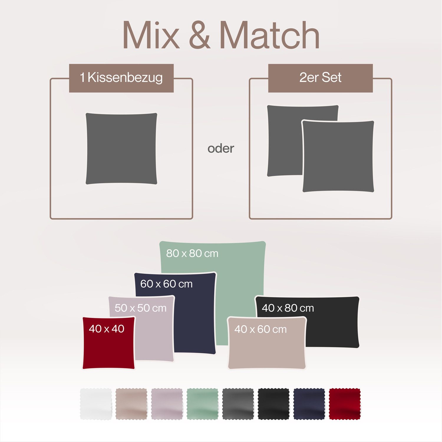 Blumtal Kissenbezüge Premium Mako Satin Kissenbezug, superweich aus 100% Ba günstig online kaufen