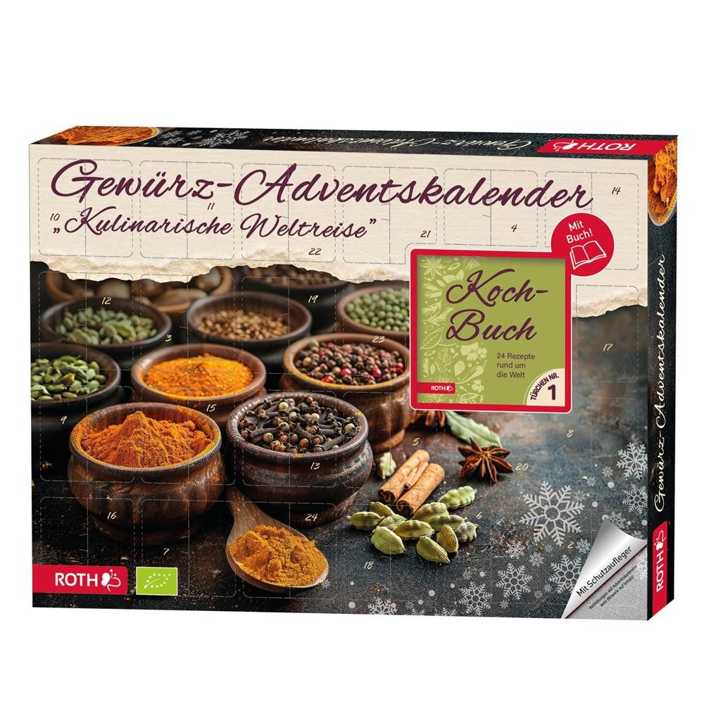 Roth Gewürz Bio-Gewürz-Adventskalender Kulinarische Weltreise Adventskalender, mit Rezeptbuch, Rezeptideen, Kochinspiration, Genusskalender