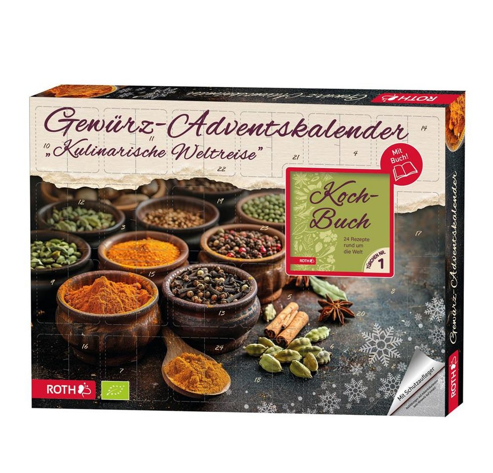 Roth Gewürz Bio-Gewürz-Adventskalender Kulinarische Weltreise Adventskalender, mit Rezeptbuch, Rezeptideen, Kochinspiration, Genusskalender