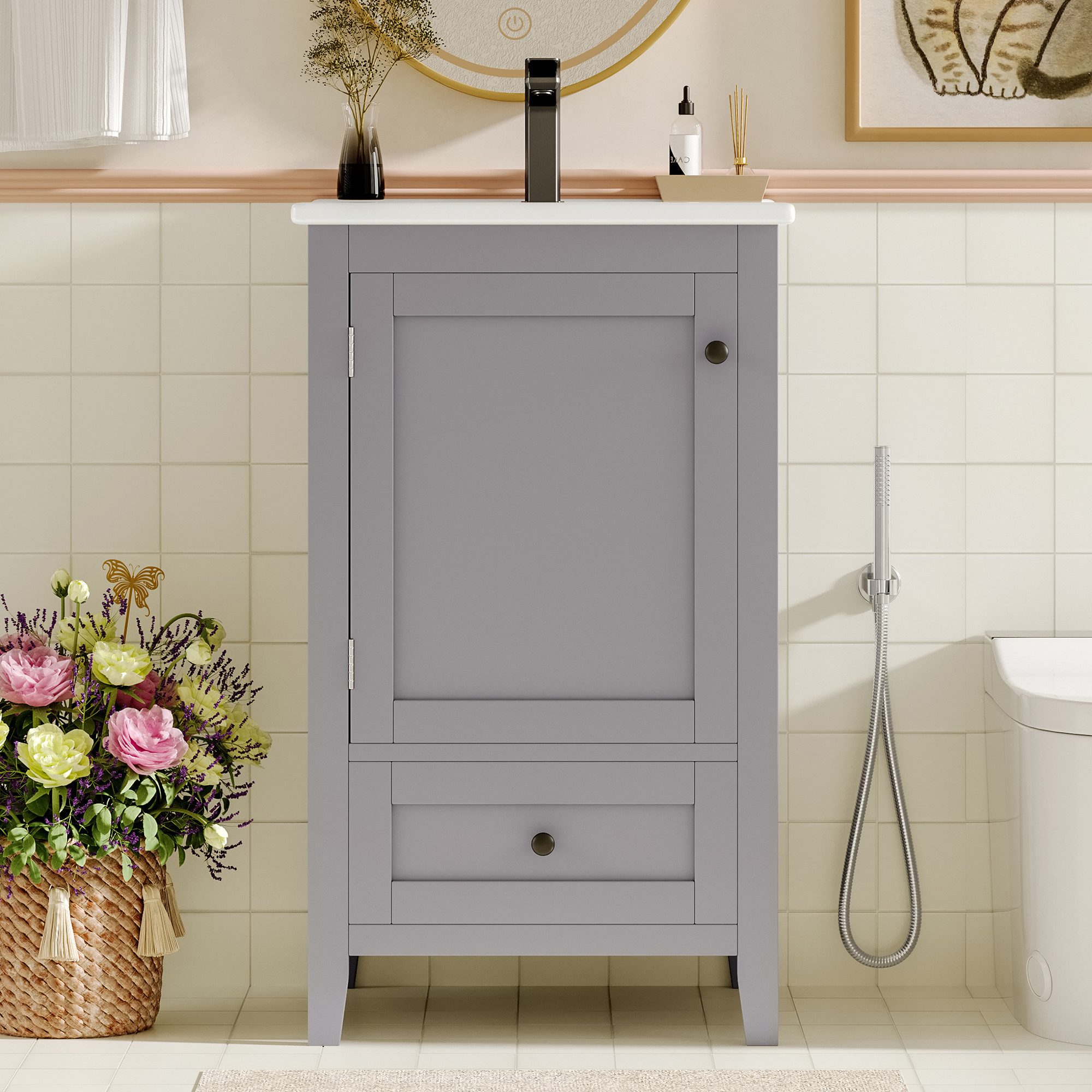 Flieks Waschtisch mit Türablagen und Schublade (1-St., B51/T46/H85 cm, bode günstig online kaufen