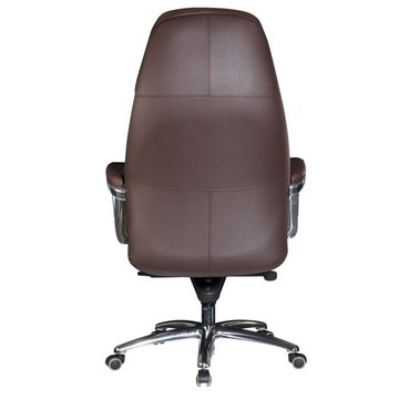 Amstyle Chefsessel SPM1.437 (Echtleder Braun, Schreibtischstuhl bis 120 kg), Bürostuhl höhenverstellbar, Drehstuhl Wippfunktion