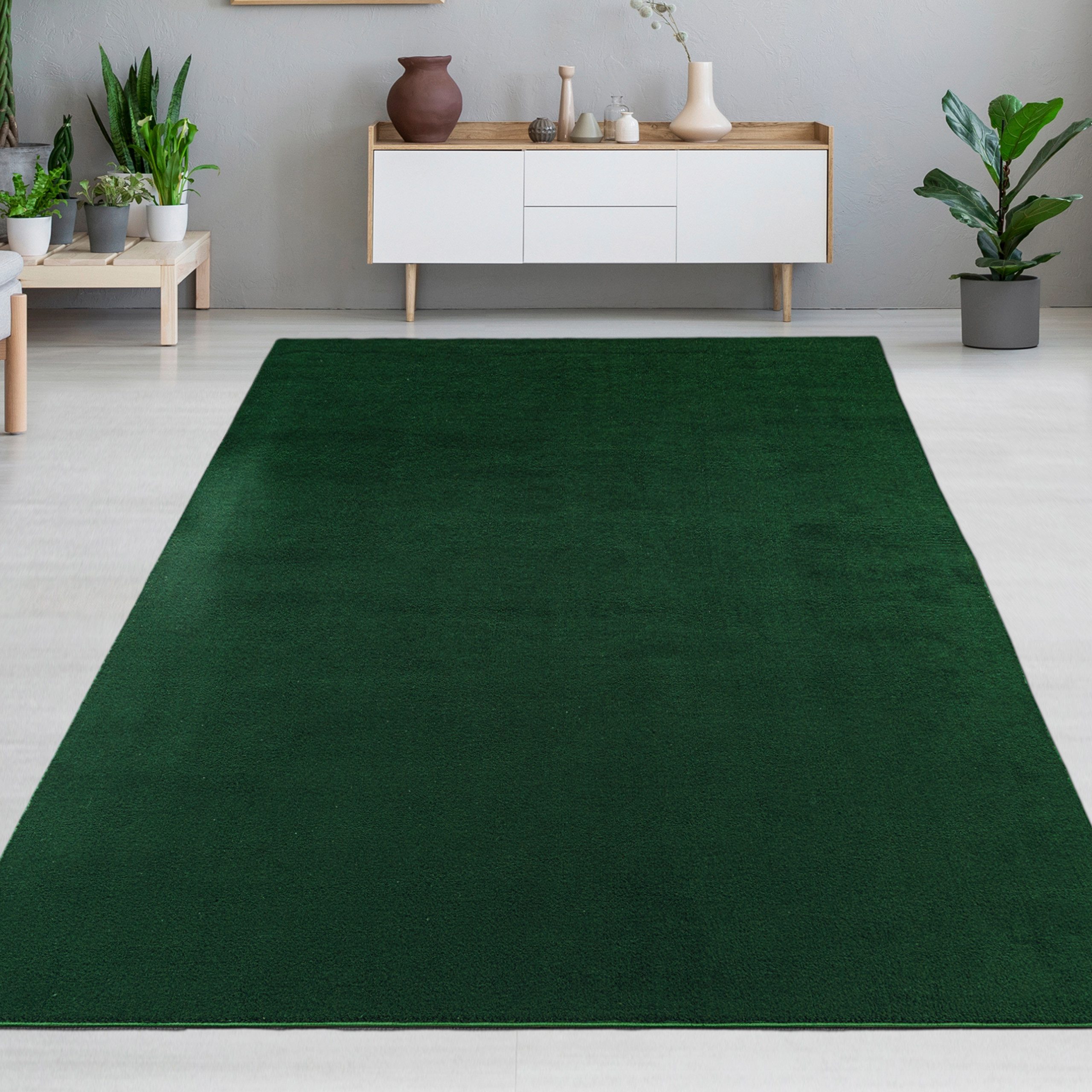 Carpetia Teppich Samtiges Uni-Design, rechteckig, Höhe: 10 mm, samtig weich, pflegeleicht, rutschhemmende Rückseite