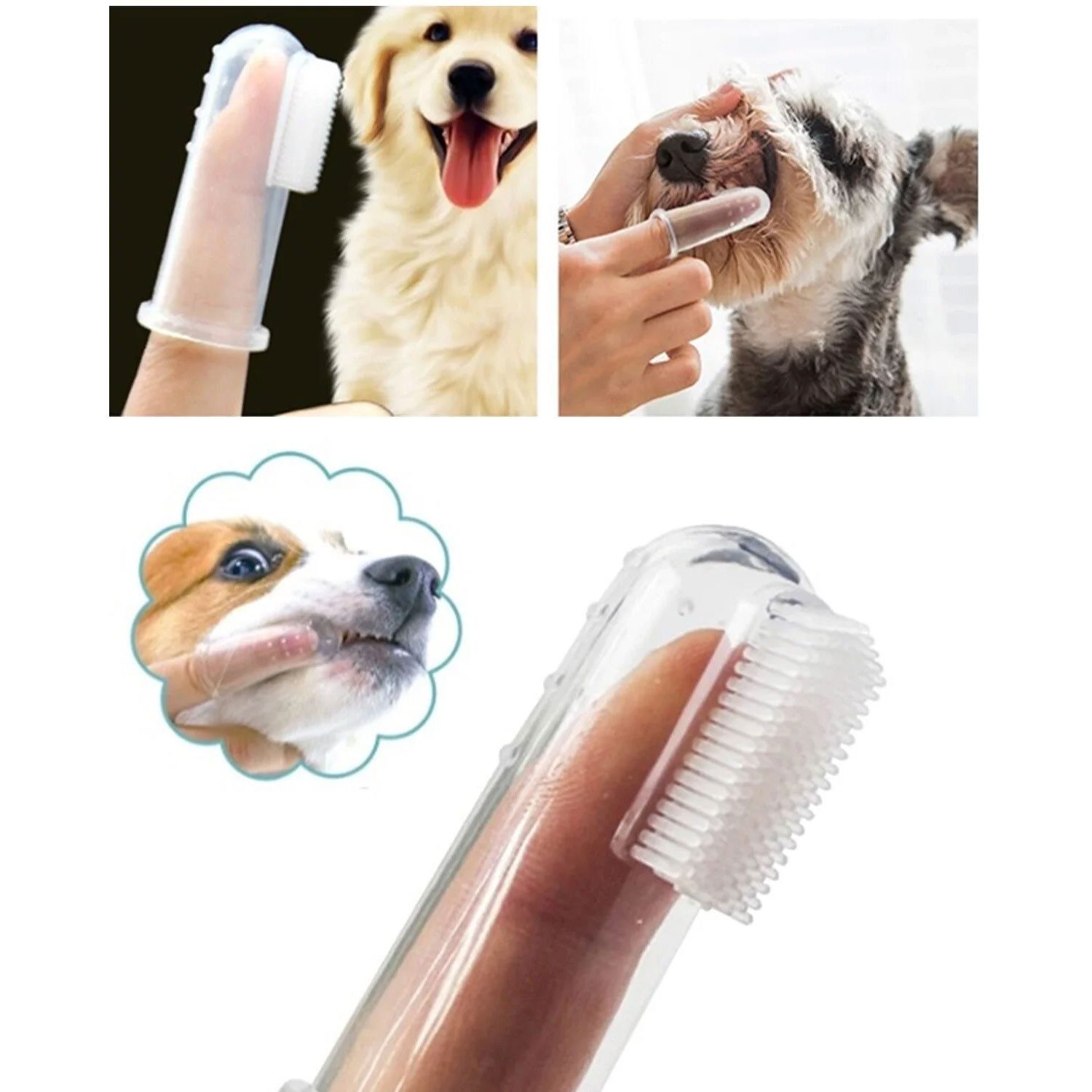 Tier-Fingerzahnbürste Finger-Zahnbürste für Haustiere – Silikon-Bürste für Hunde & Katzen
