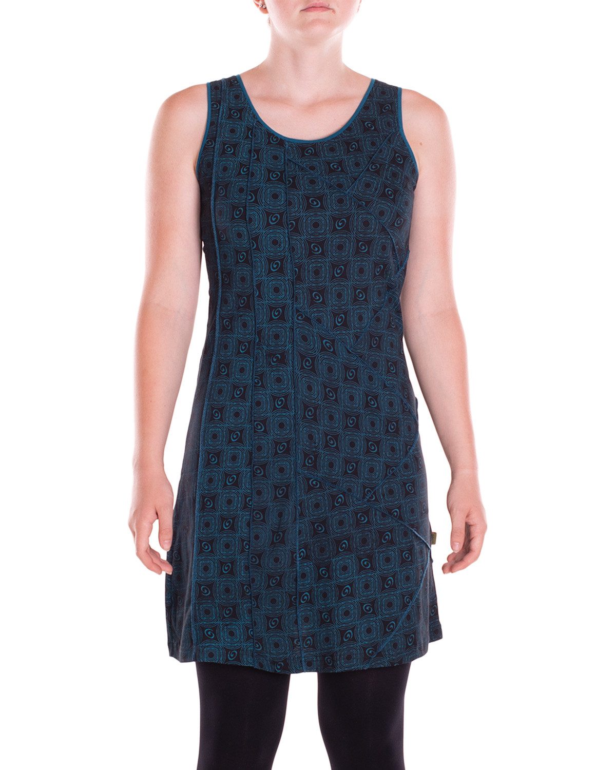 Sommerkleid Damen Ärmellos Bedruckt Patchwork Baumwolle Jersey