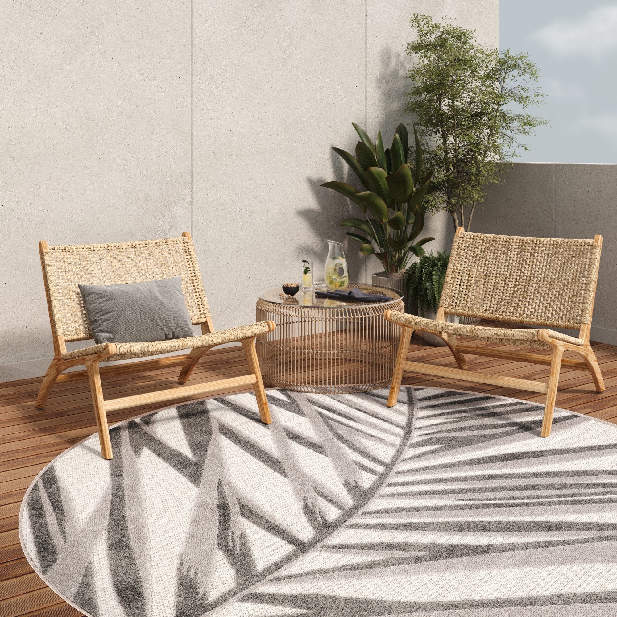 Tapiso Outdoorteppich PATIO, rund, Höhe: 6 mm, Wasserfester Outdoor Teppich, pflegeleicht & robust