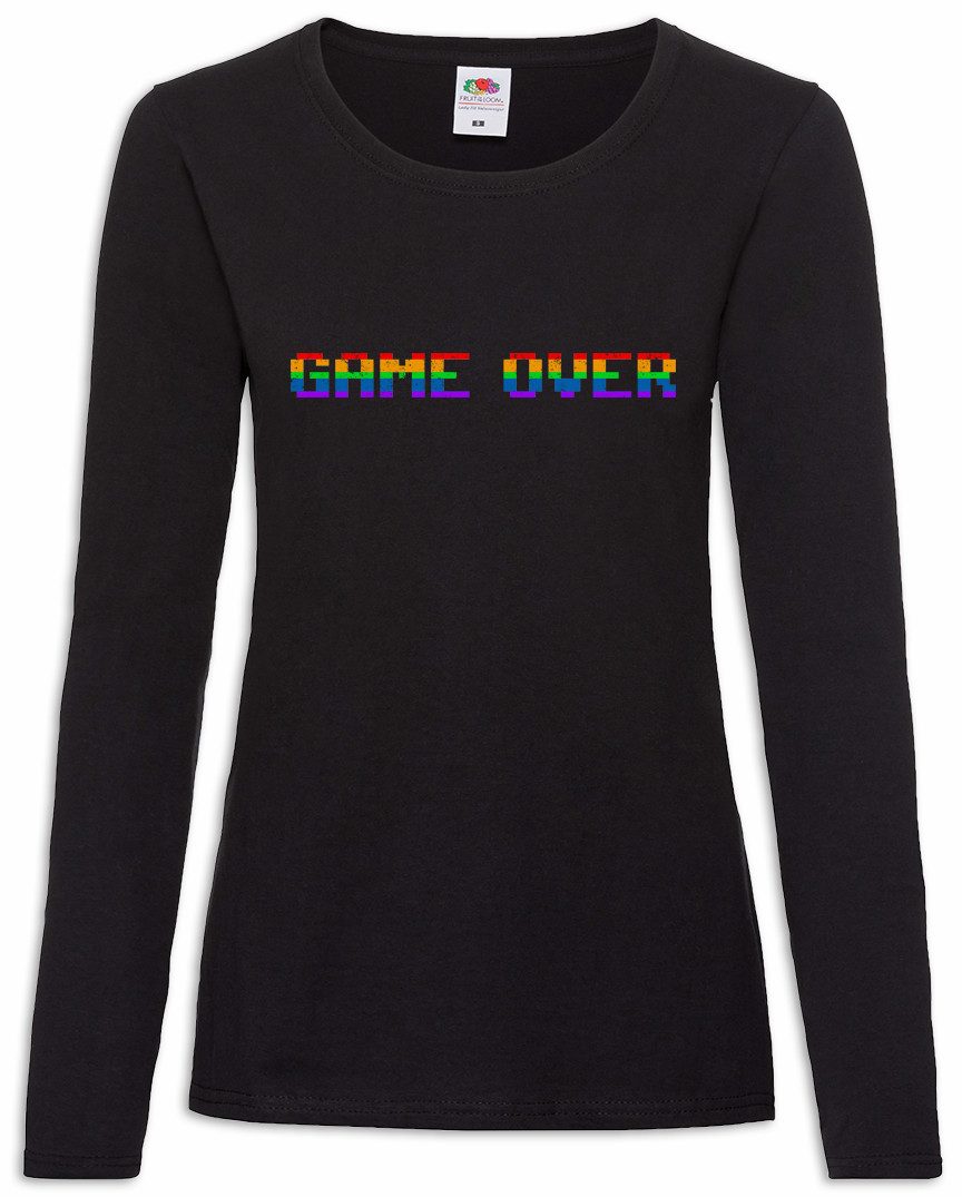 Urban Backwoods Langarmshirt Game Over Rainbow Damen Langarmshirt Retro Gamer Gaming Vintage Arcade (1-tlg) PC Computer VG Video