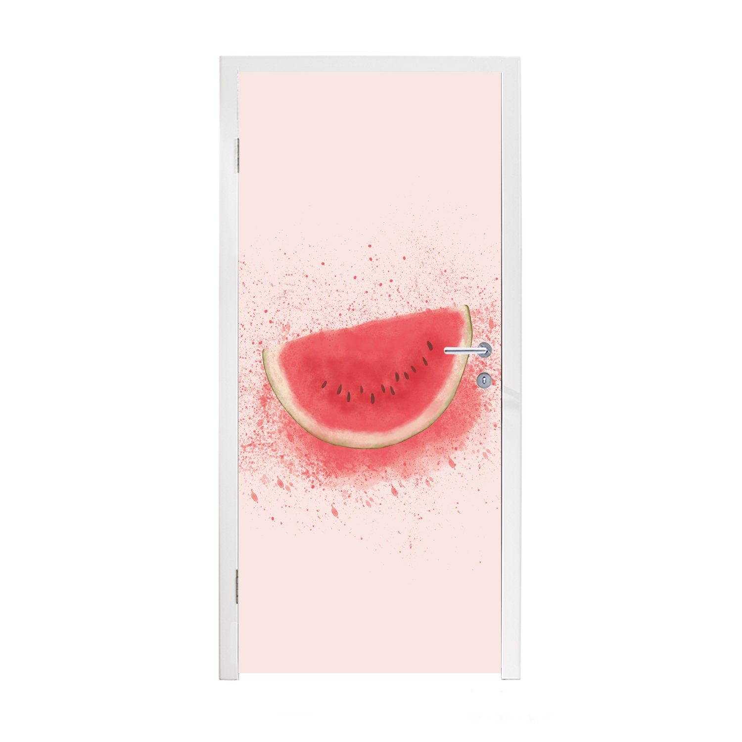 MuchoWow Türtapete Wassermelone - Obst - Pastell - Sommer, Matt, bedruckt, (1 St), Fototapete für Tür, Türaufkleber, 75x205 cm
