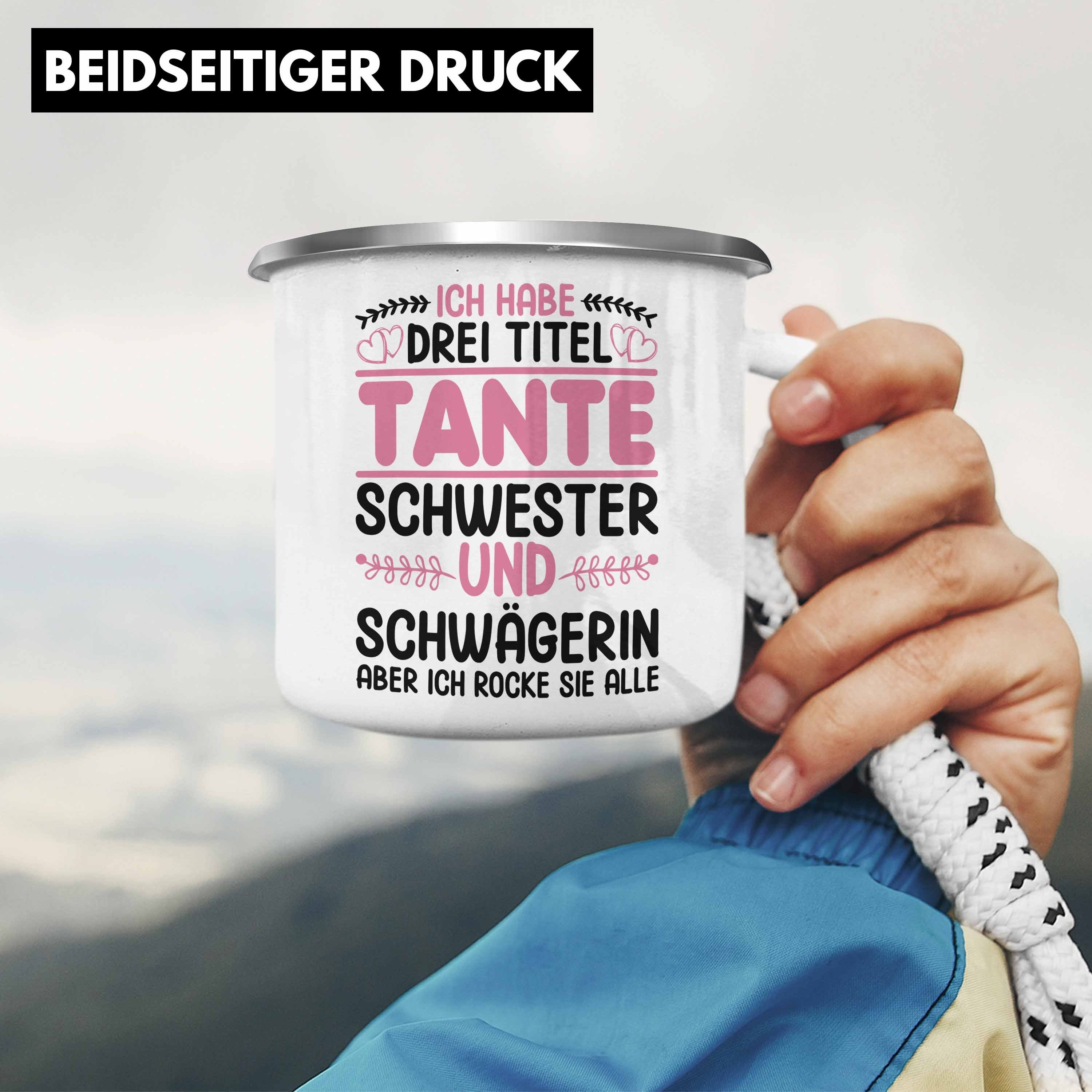 Trendation Thermotasse Tante Drei Tasse Schwester Schwägerin Patentante Geschenkidee Geschenk - Patentante Beste Trendation Emaille Silber Titel