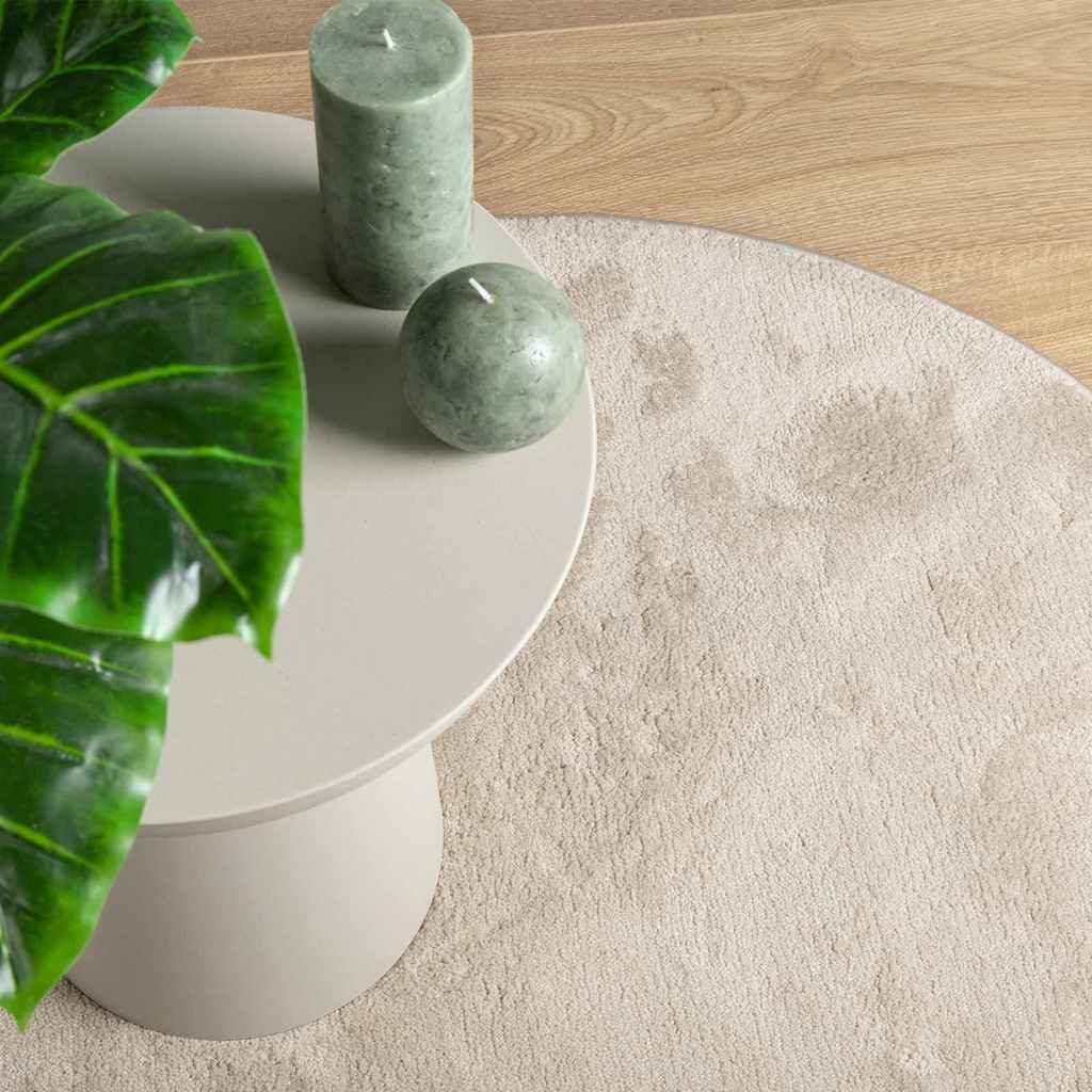 vidaXL Teppich Teppich HUARTE Beige 160 x 230 cm 100 % Polyester, Oval – Bild 5 von 5