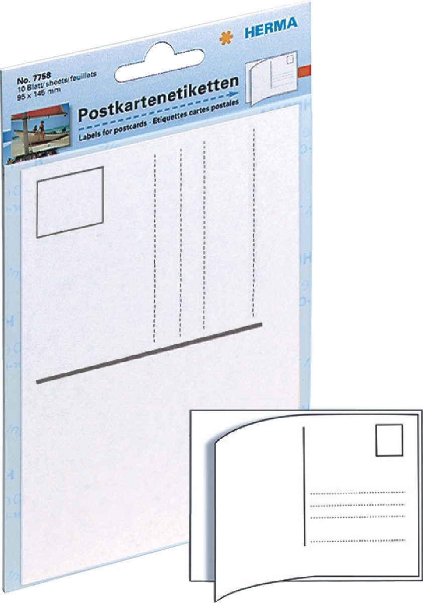 Etiketten Postkartenetiketten 95x145mm weiß VE=10 Stück.