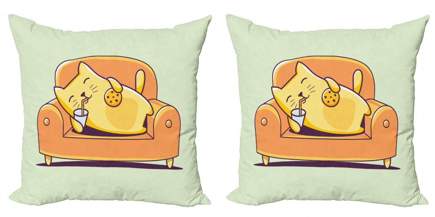 Kissenbezüge Modern Accent Doppelseitiger Digitaldruck, Abakuhaus (2 Stück), Plätzchen Kitten Verlegung auf einer Couch
