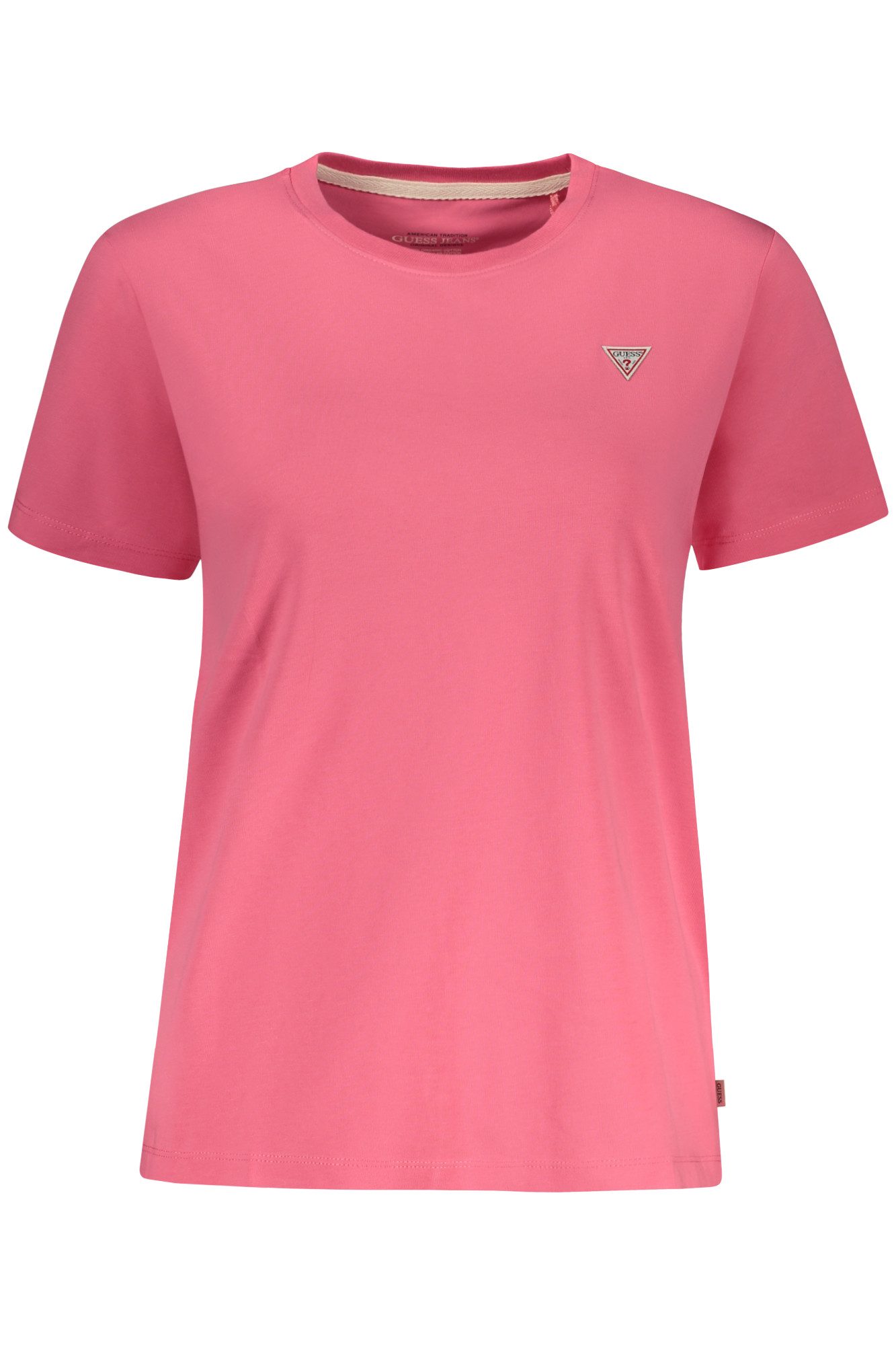 GUESS JEANS T-Shirt Damen Kurzarm T-Shirt Rosa mit Druck aus