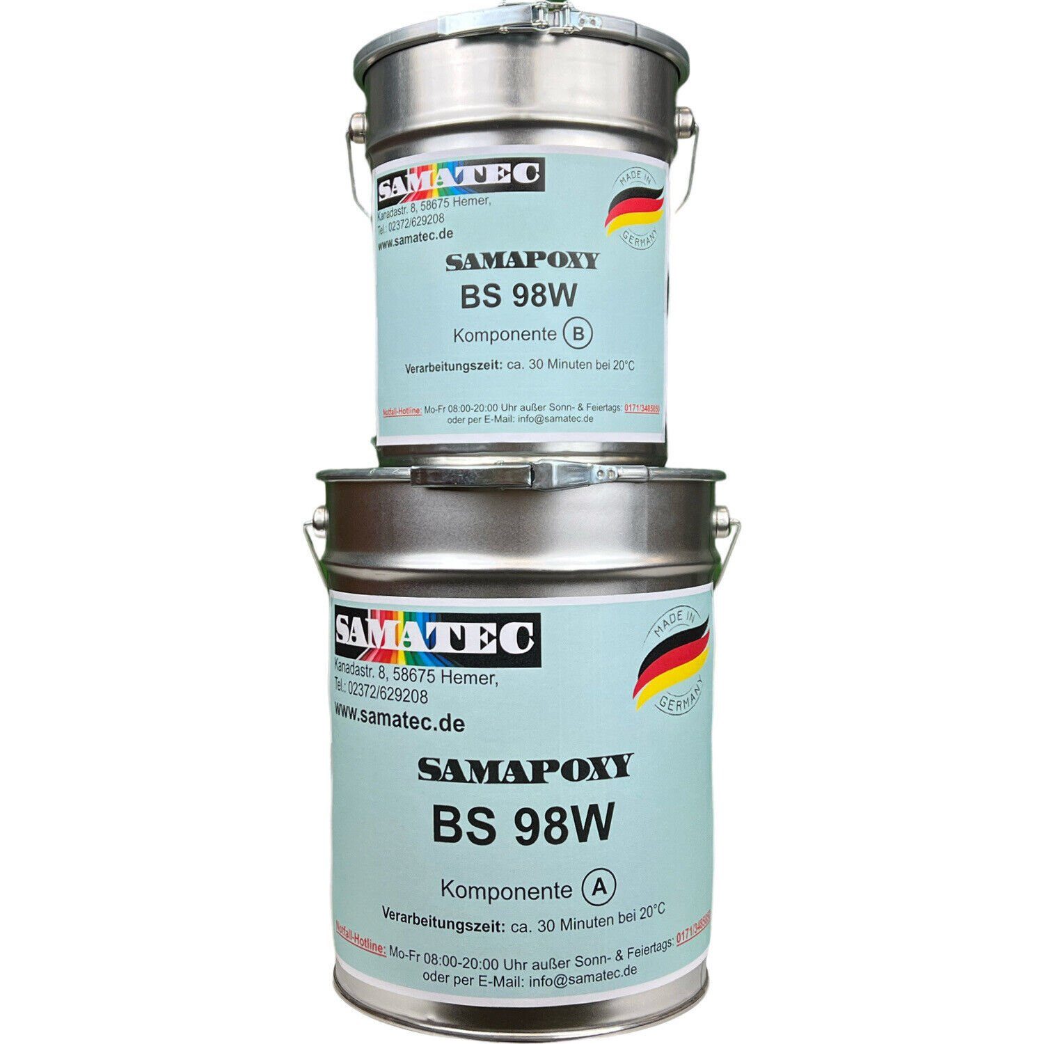 Samatec Bodenversiegelung Bodenbeschichtung BS98w matte Rollversiegelung 2K Epoxid Bodenfarbe, Epoxidharz RAL 9001 Cremeweiß