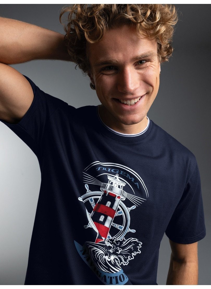 Trigema T-Shirt TRIGEMA T Shirt mit Leuchtturm Motiv (1-tlg)
