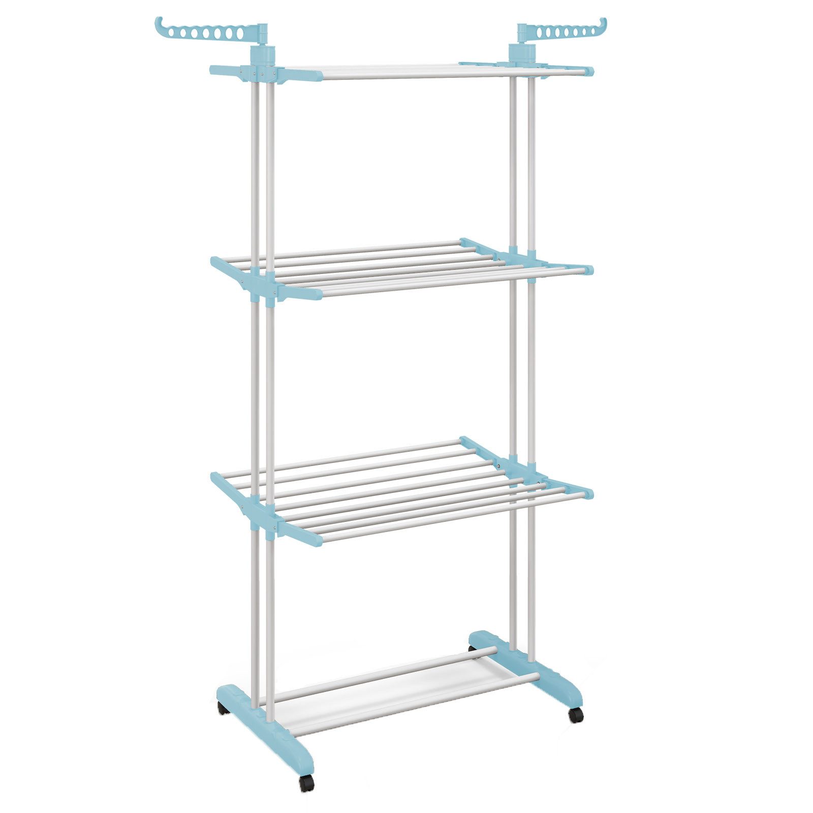 COSTWAY Turmwäscheständer, klappbar, platzsparend, mit Rollen, ausziehbar, 127cm