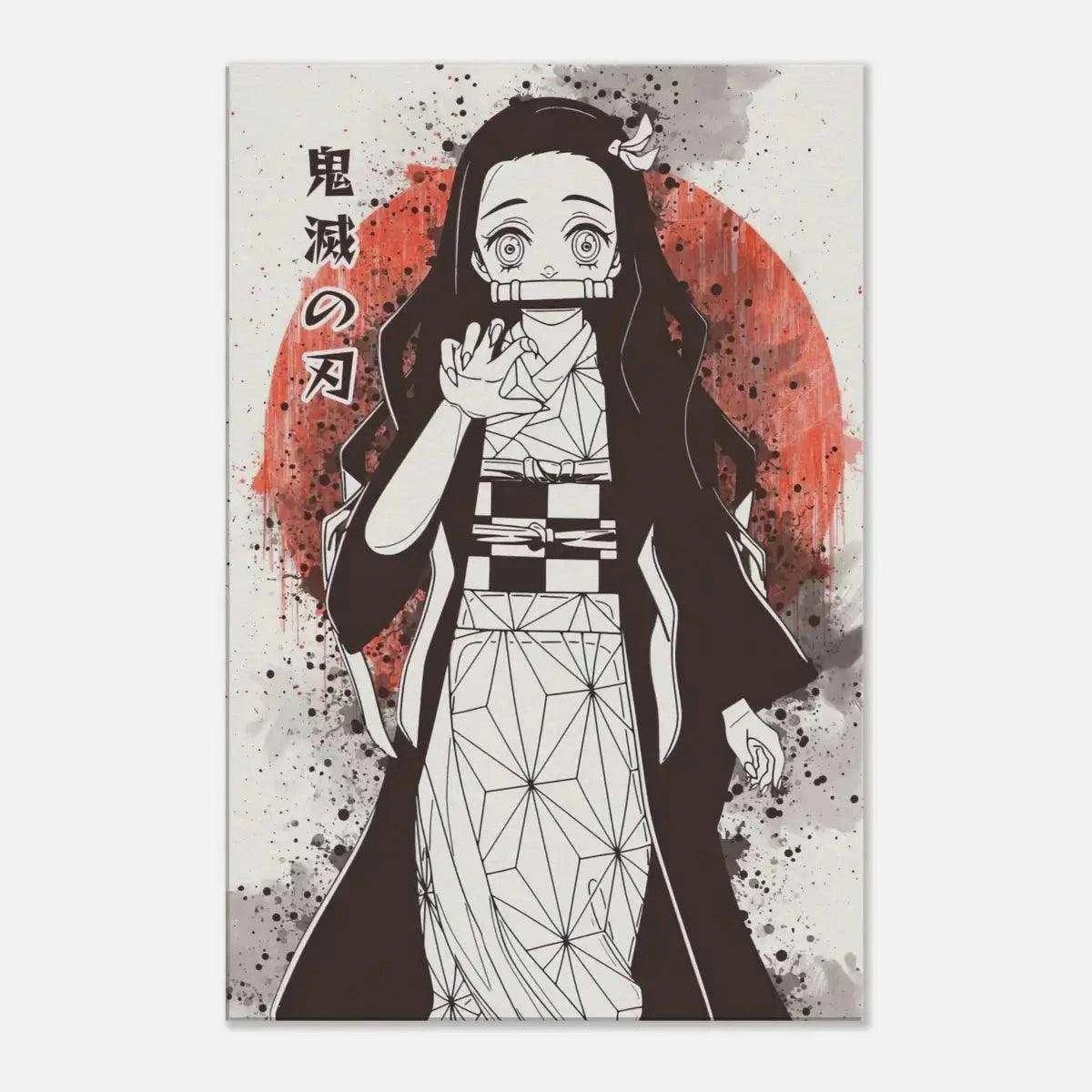 Wanddekoobjekt Nezuko Vintage - Demon Slayer - Anime Leinwandbild