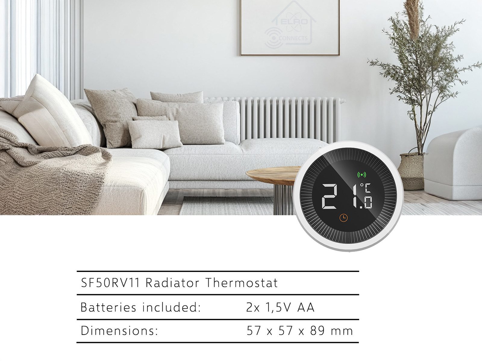 Elro radiator thermostat, (1 pc) Digital thermostats for smart home heating, controllable with app or manually