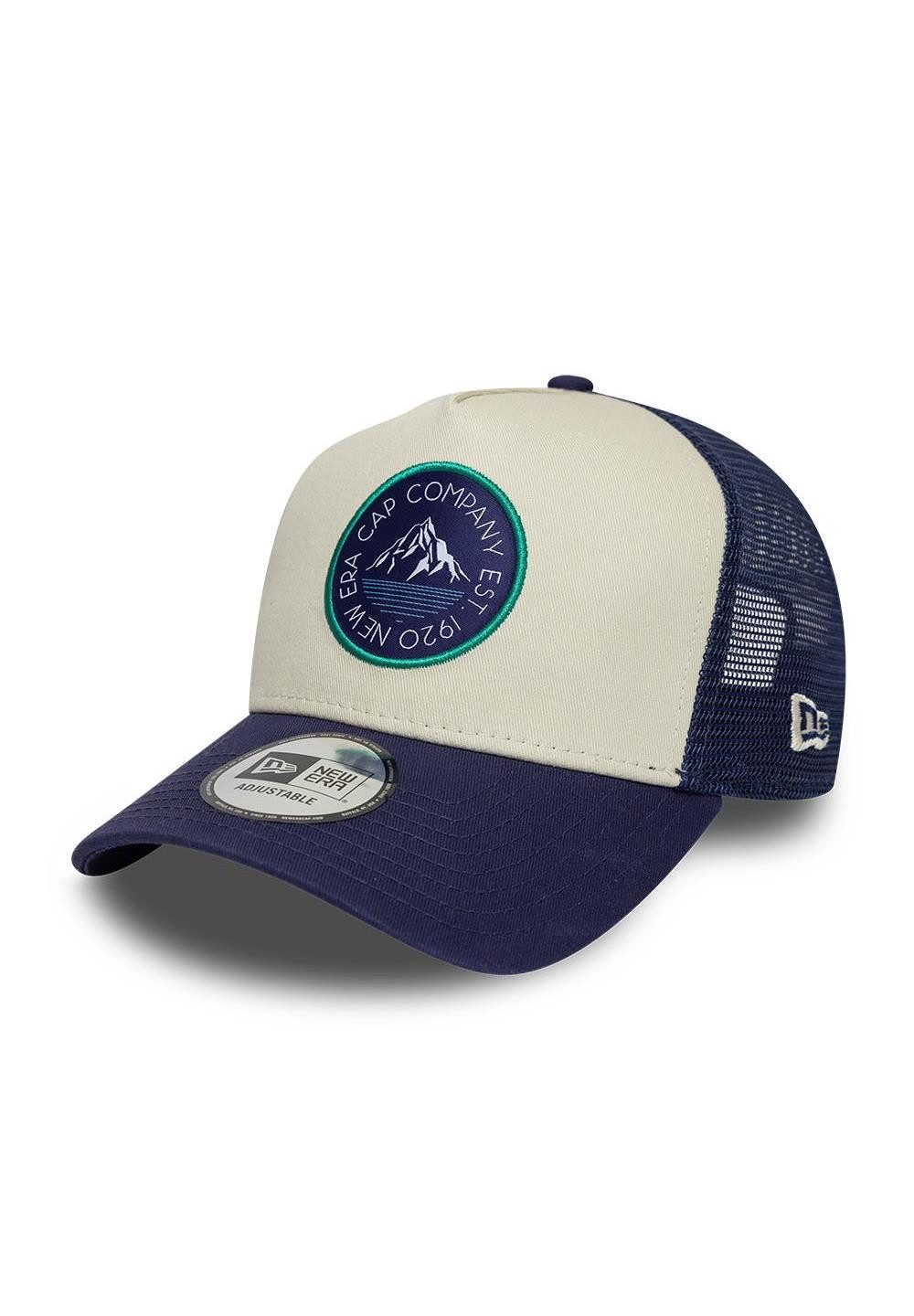 Baseball Cap New Era NE Washed 9Forty A-Frame Trucker Cap Beige Marineblau