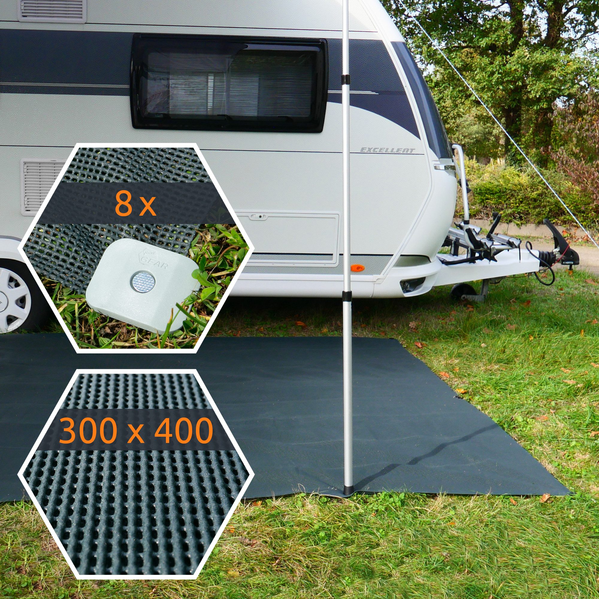 yourGEAR Outdoorteppich yourGEAR Outdoor Soft Carpet 300 x 400 cm - Vorzeltteppich Zeltteppich