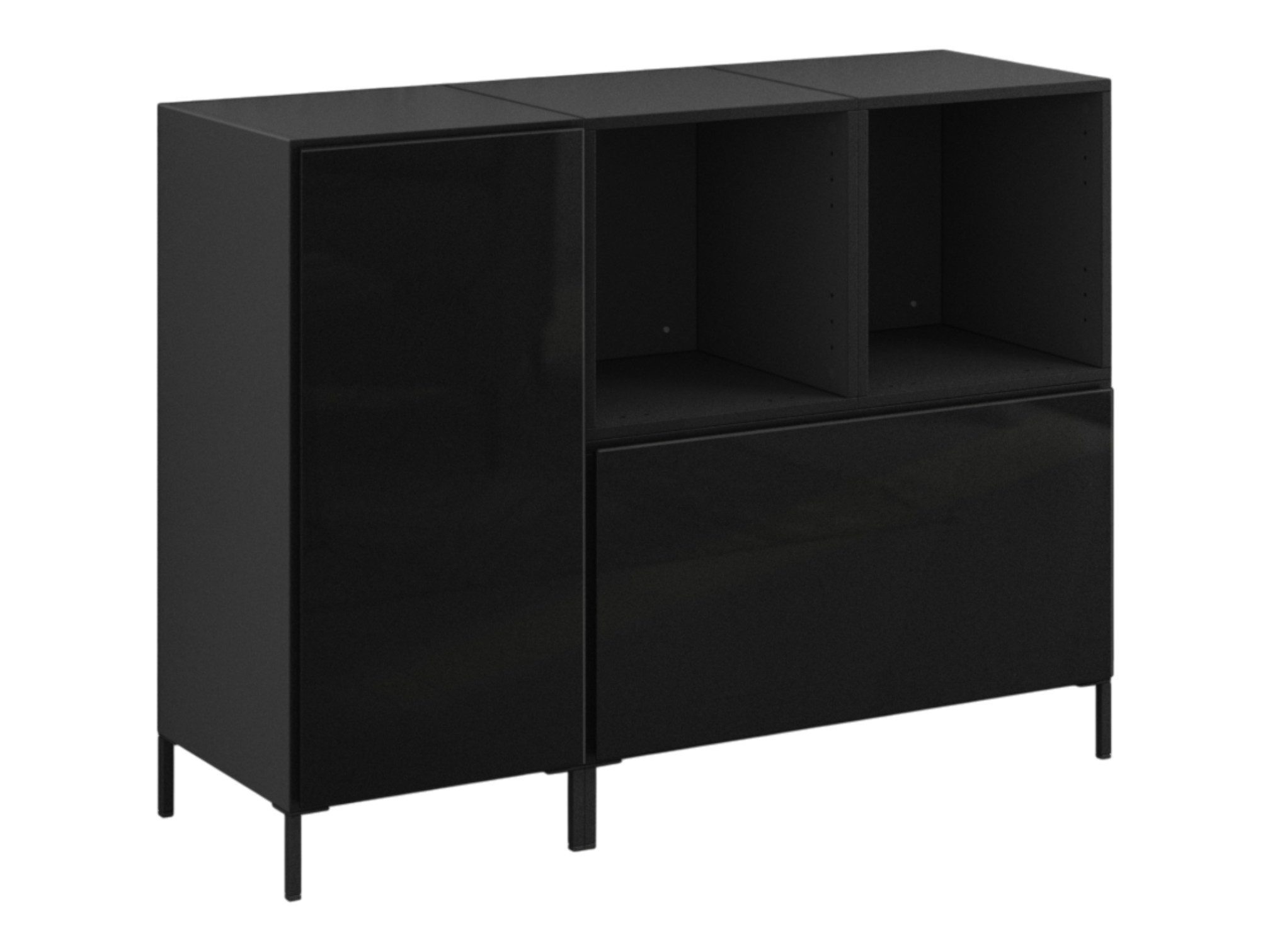 moebel-dich-auf Sideboard VARIANTO 6 (Set 3 tlg., Kommode, 1 Schrank mit Klappe, 1 Schrank mit Tür, 2 Regale), Soft-Close