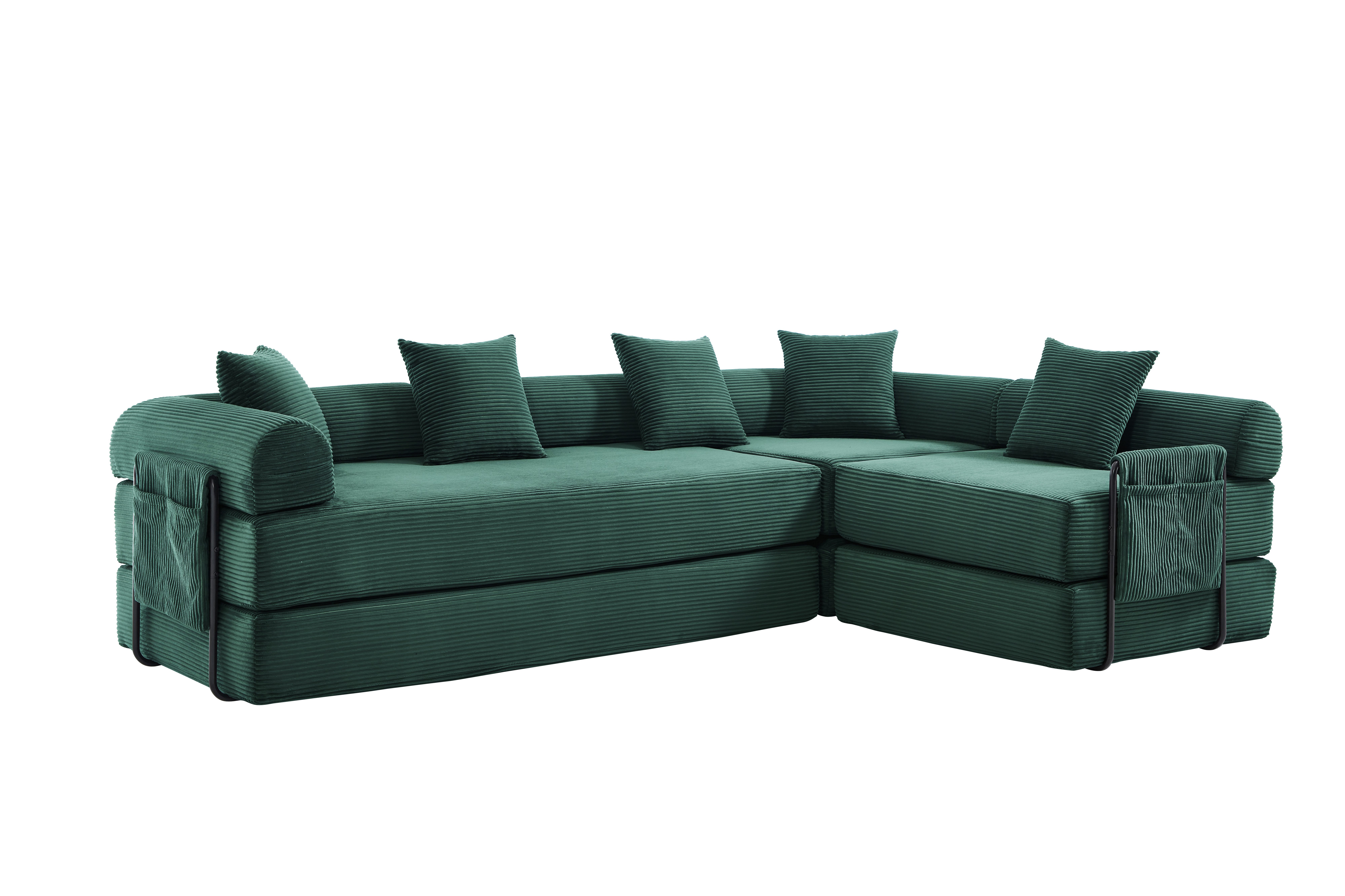 STILVORA Sofa mit Seitentaschen,Klappsofa Relaxsofa frei kombinierbar,Corduroy, mit Stauraum und modularer Funktion, individuell kombinierbare Module
