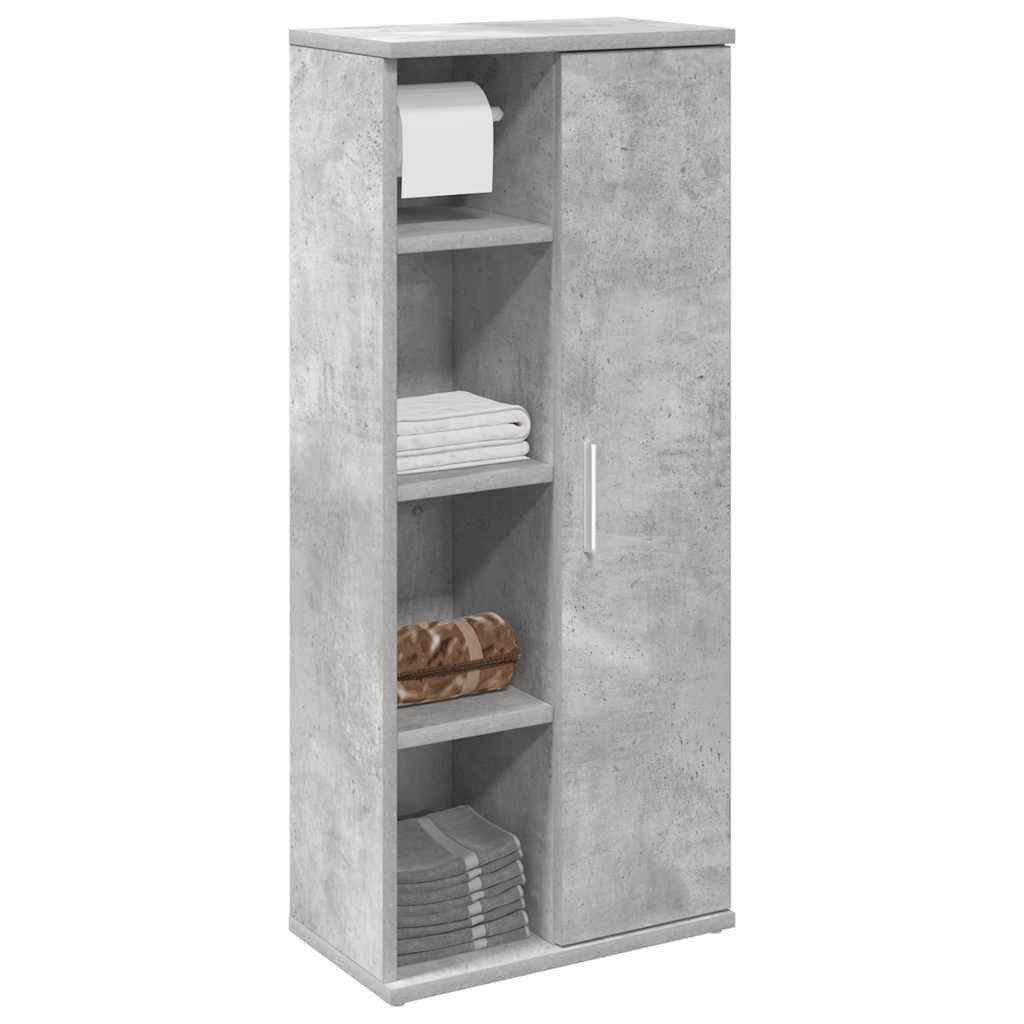 vidaXL Badezimmer-Set Badezimmerschrank mit Rollenhalter Betongrau 39x22x90 cm, (1-St)