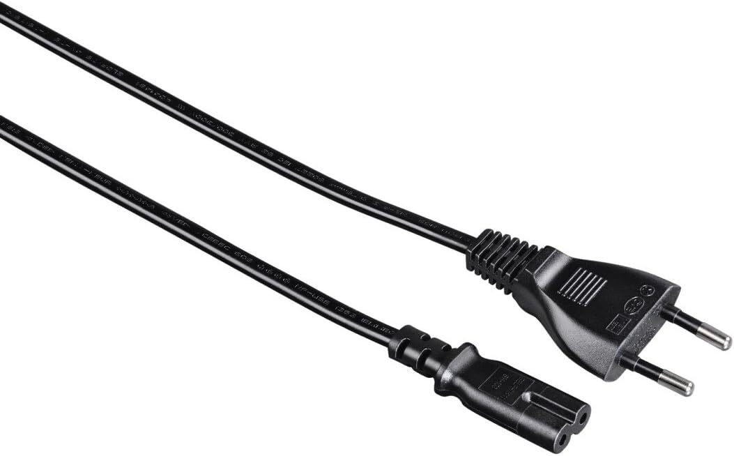 Hama Hama Netzkabel 1,5 m Schwarz 2-polige Kupplung Eurostecker Verlängerungskabel, (1.5 cm), 5m Strom Kabel 2poliger Verlängerungskabel ECO