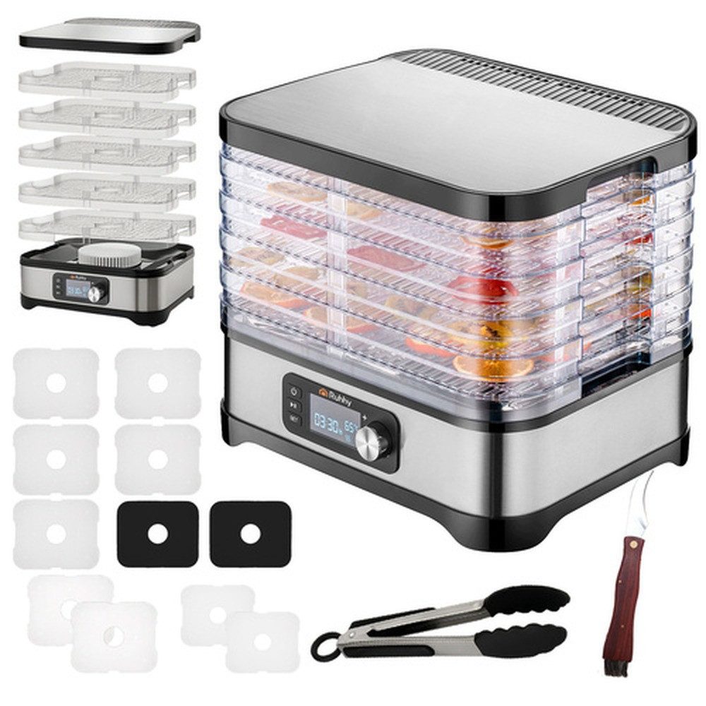 Ruhhy Kompakt-Küchenmaschine Obst- Gemüsetrockner Ruhhy 25928, 400 W, 10 l Schüssel, Konvektionsventilator sorgen für gleichmäßiges Trocknen