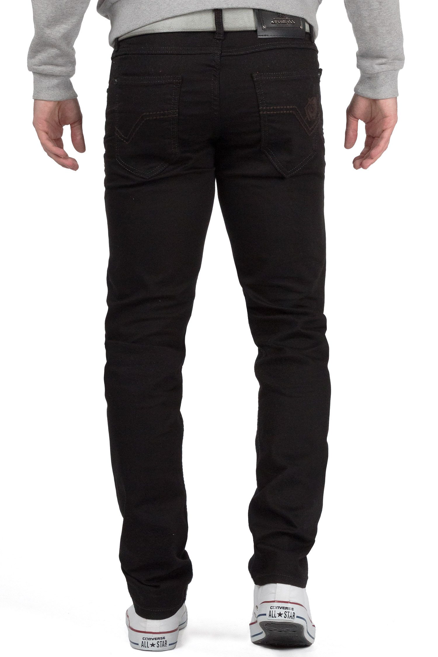 Cipo & Baxx Slim-fit-Jeans Herren Hose BA-CD319A in Schwarz mit dicken Näht günstig online kaufen