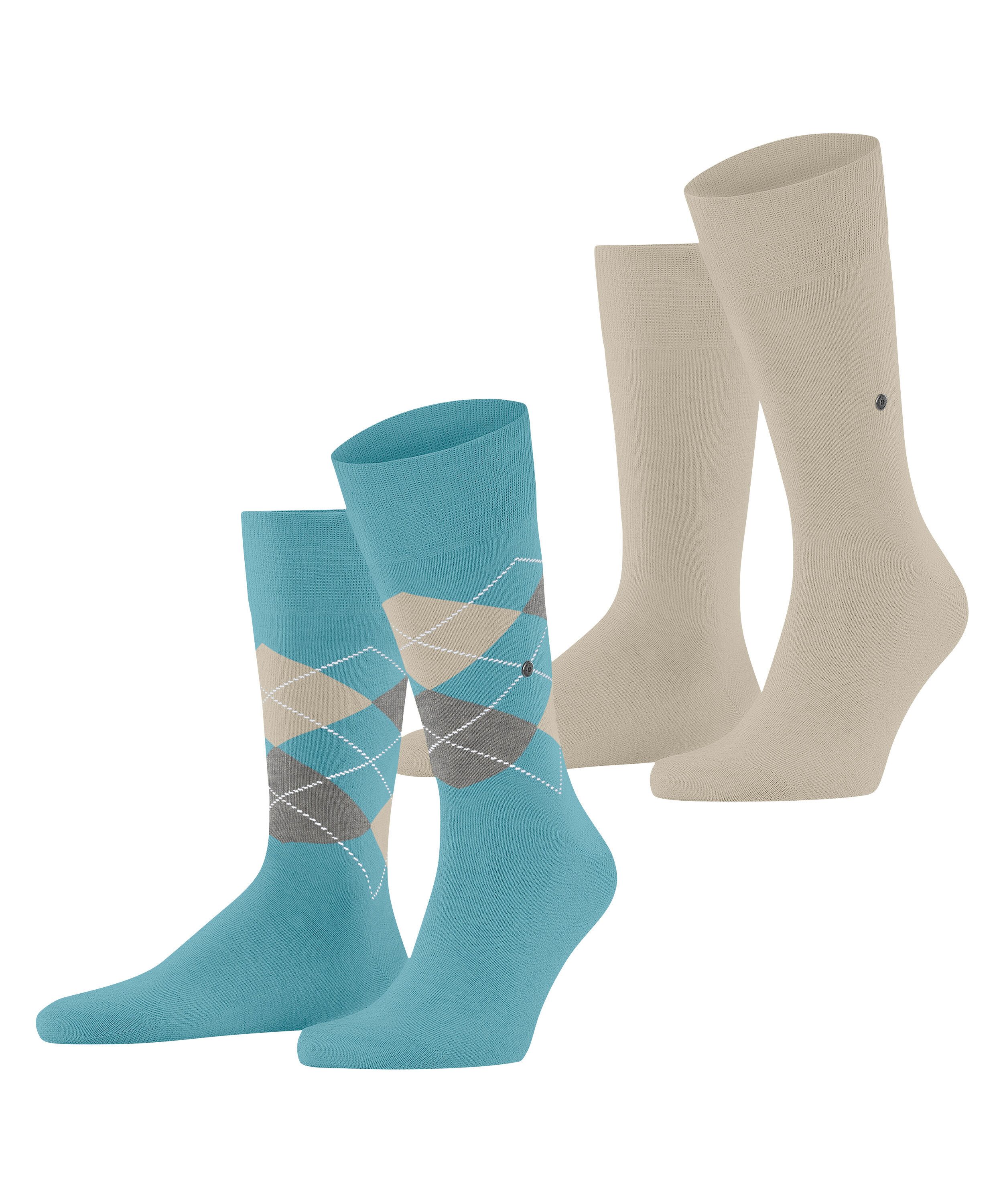 Burlington Socken Everyday Argyle Mix 2-Pack (2-Paar) aus weicher gekämmter Baumwolle