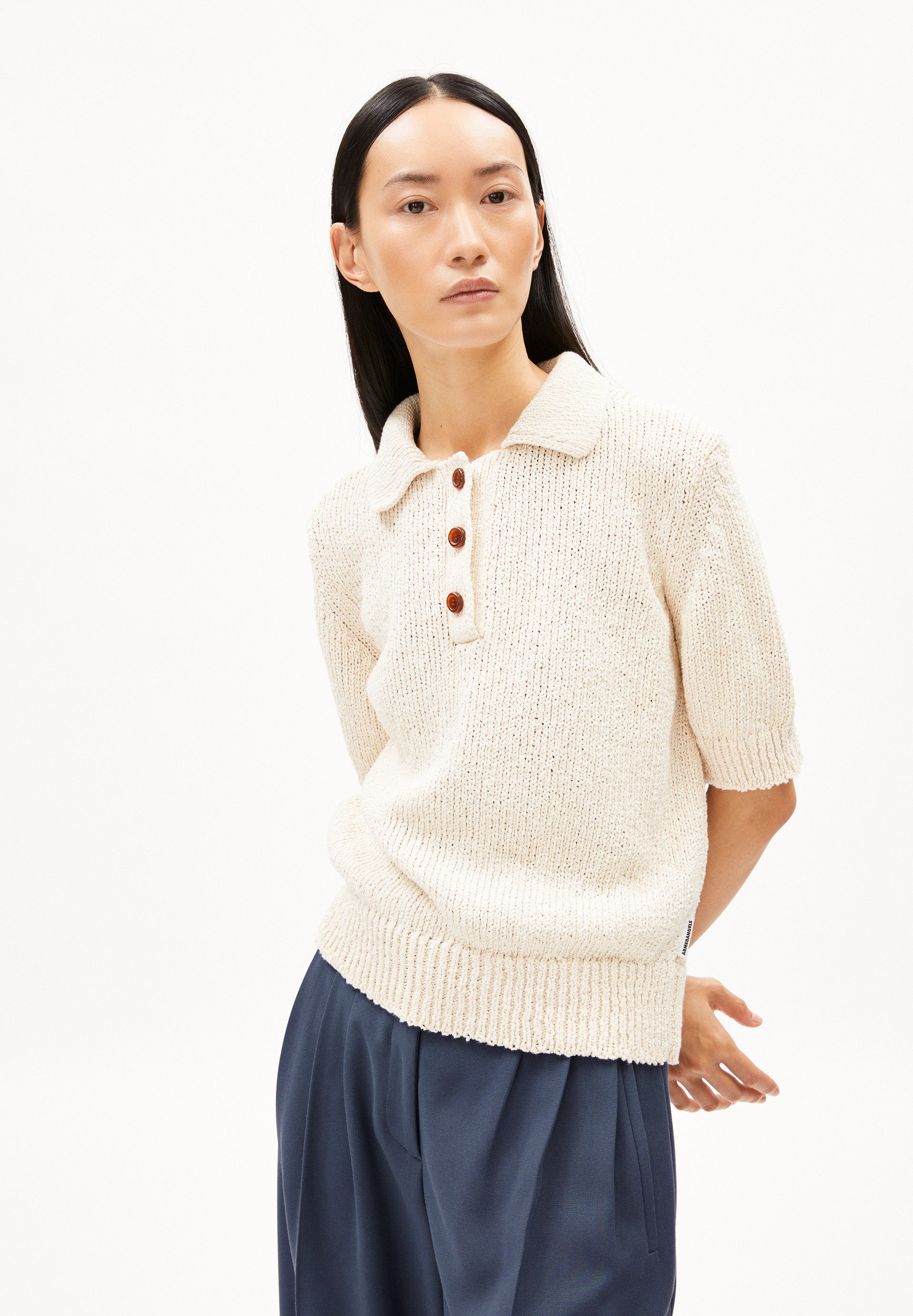 Strickpullover AANYA Strickshirt aus Bio-Baumwoll Mix Regular Fit