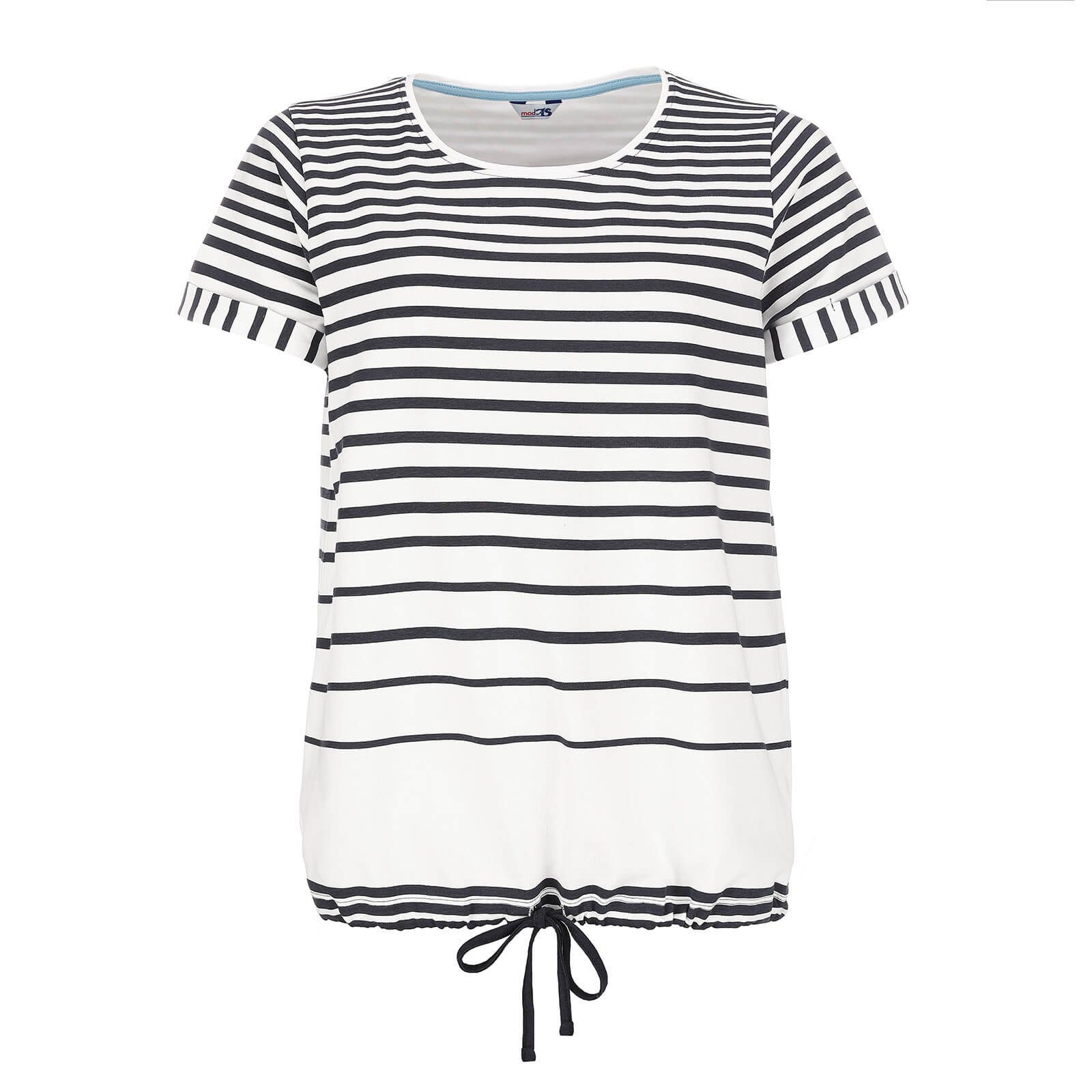 modAS Kurzarmshirt Streifen mit aus Damen Ringelshirt T-Shirt Baumwolle - Kordelzug und