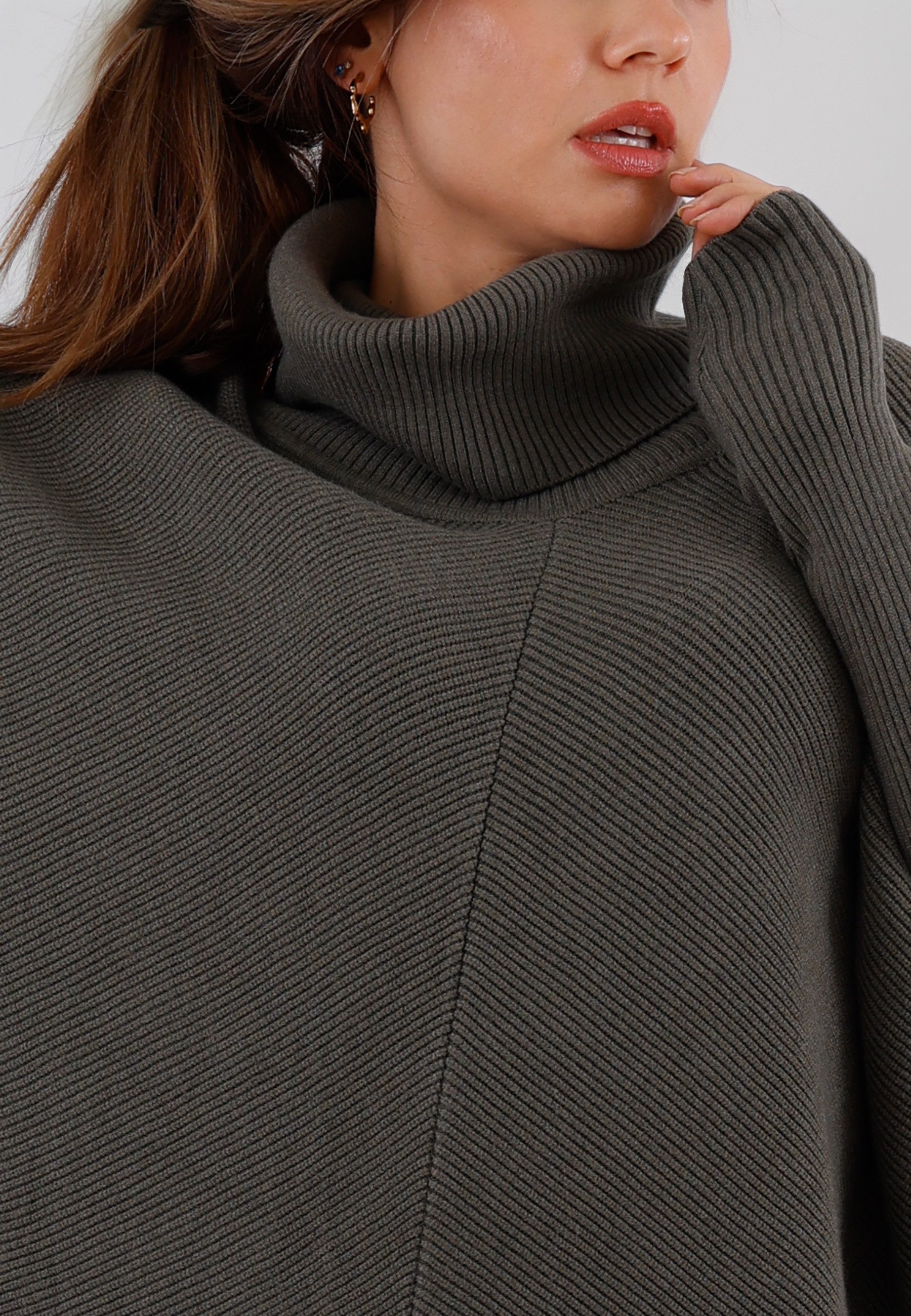 YC Fashion & Style Longpullover „Made in Italy – Oversize-Strickpullover mit Rollkragen“ (1-tlg) in Unifarbe, mit überschnittenen Schultern