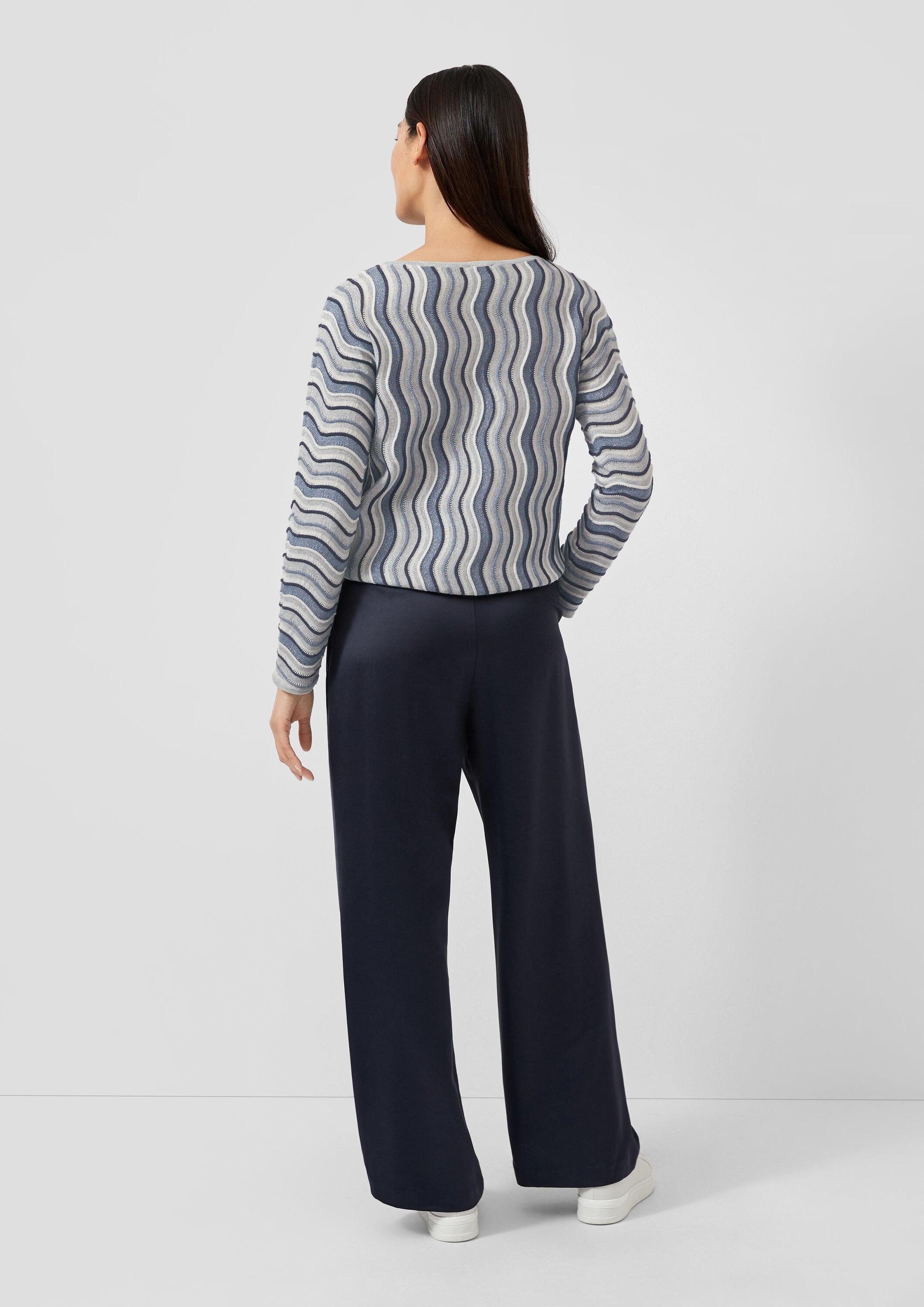 s.Oliver Longpullover Strickpullover Leichter Feinstrick-Pullover mit Wellenstrukturmuster und Glitzergarn