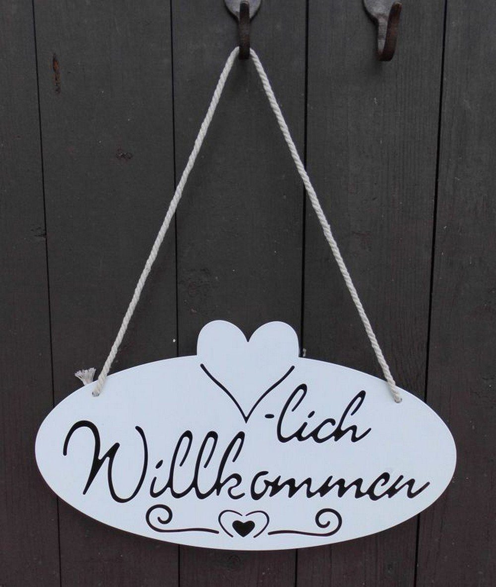 Deko-Impression Hängedekoration Dekoratives Eisenschild Herzlich Willkommen günstig online kaufen