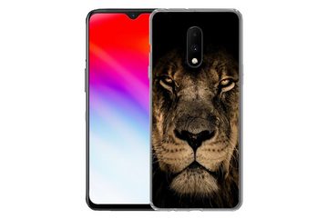 MuchoWow Handyhülle Löwe - Tiere - Schwarz - Porträt, Phone Case, Handyhülle OnePlus 7, Silikon, Schutzhülle