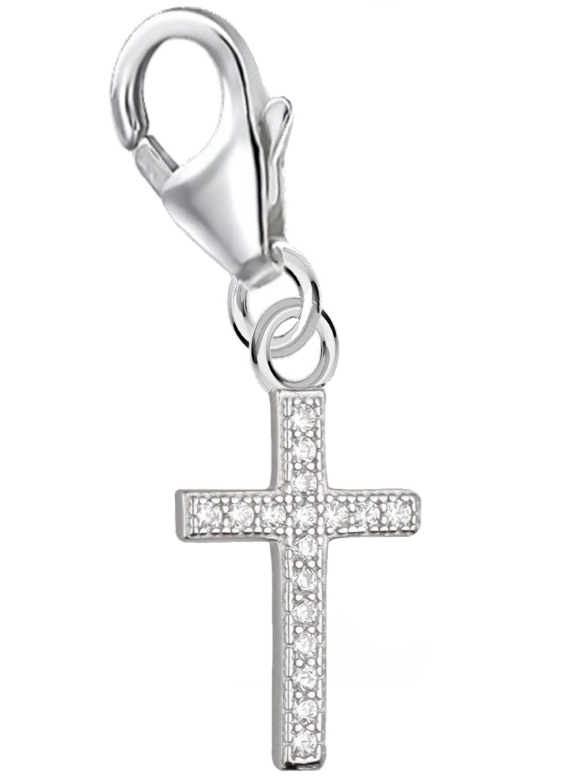 Goldene Hufeisen Charm Kreuz mini Kreuz Charm 925 Sterling-Silber Zirkonia Anhänger für Armband, Armband Charm Schmuck