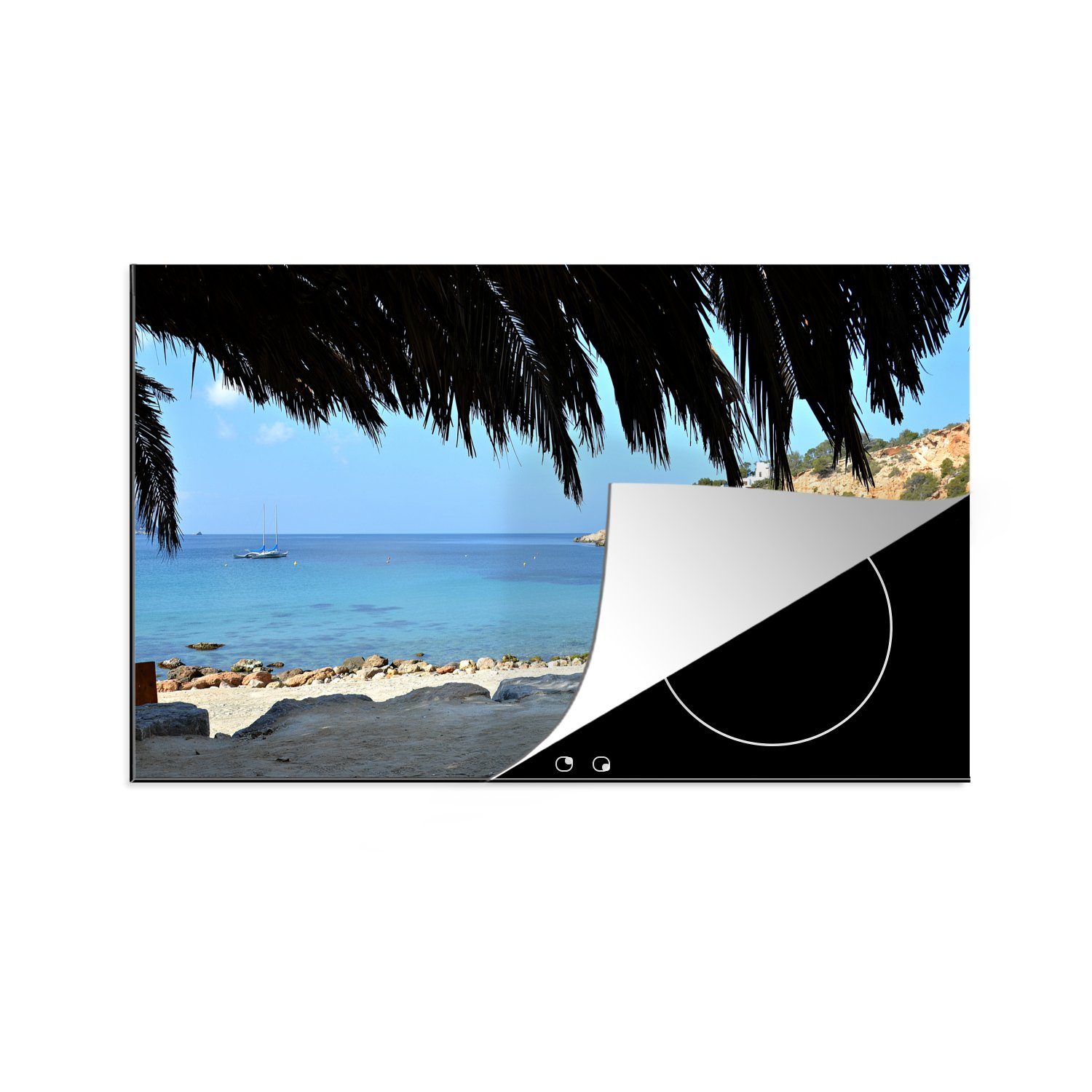 Strand Schutz die Das Ceranfeldabdeckung Vinyl, cm, MuchoWow (1 tlg), küche, Herdblende-/Abdeckplatte für vom 81x52 aus, Induktionskochfeld Mittelmeer