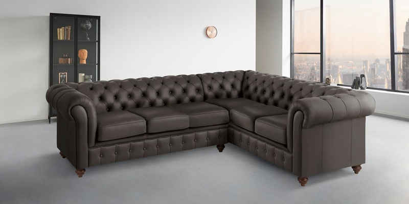 Home affaire Chesterfield-Sofa Chesterfield Ecksofa, auch in Leder L-Form, hochwertige Knopfheftung, langer Schenkel links oder rechts wählbar