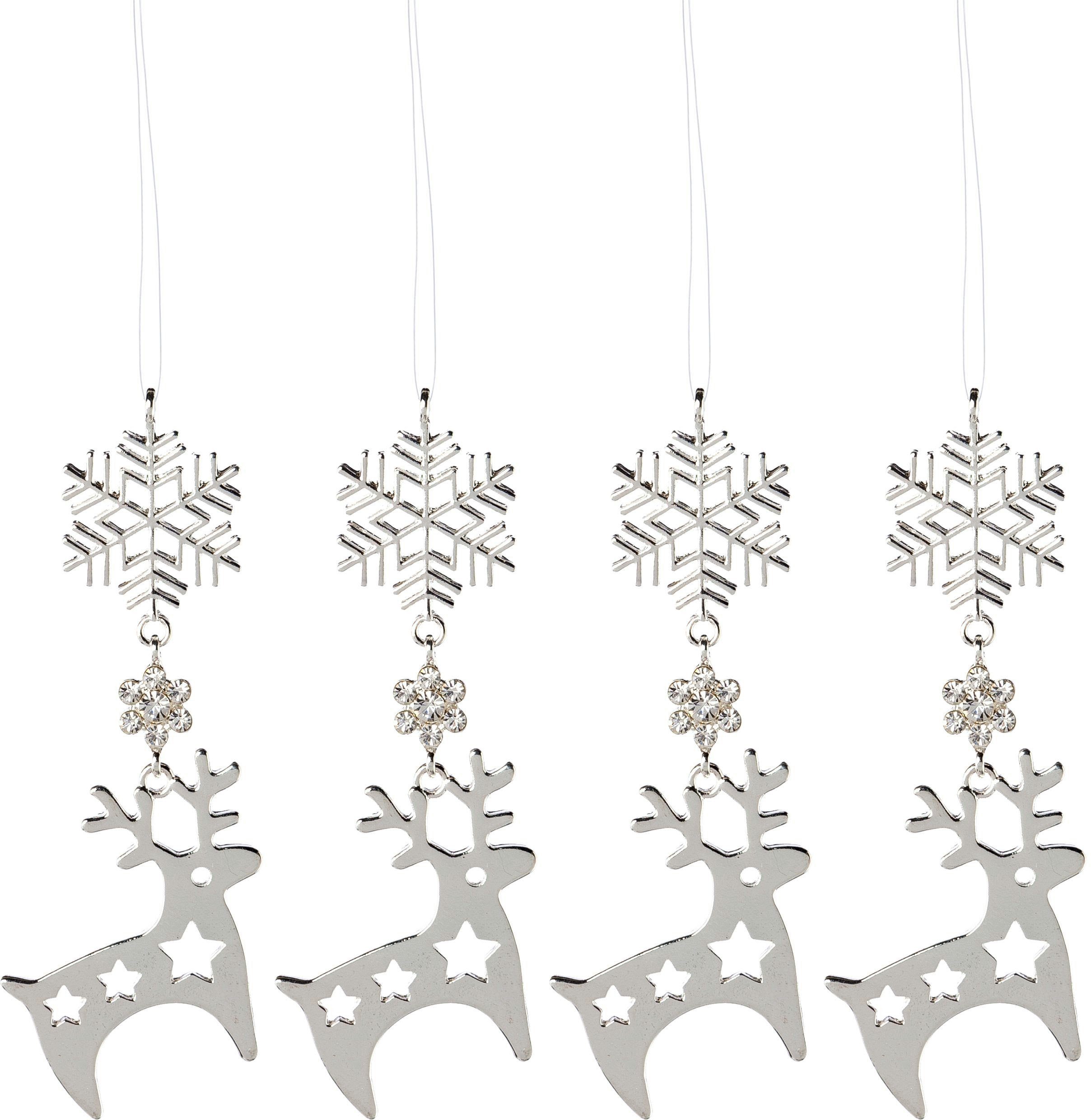 deco Creativ Schneeflocke Baumbehang liebevollen Weihnachtsdeko, St), Details (4 Rentier, Christbaumschmuck mit &