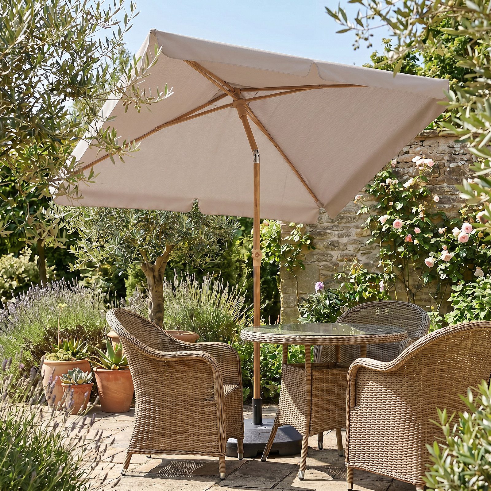 Sekey Rechteckschirm Sonnenschirm Rechteckig Balkon Balkonschirm Knickbar, LxB: 200x125,00 cm, UV50+ Sonnenschutz, für Terrasse