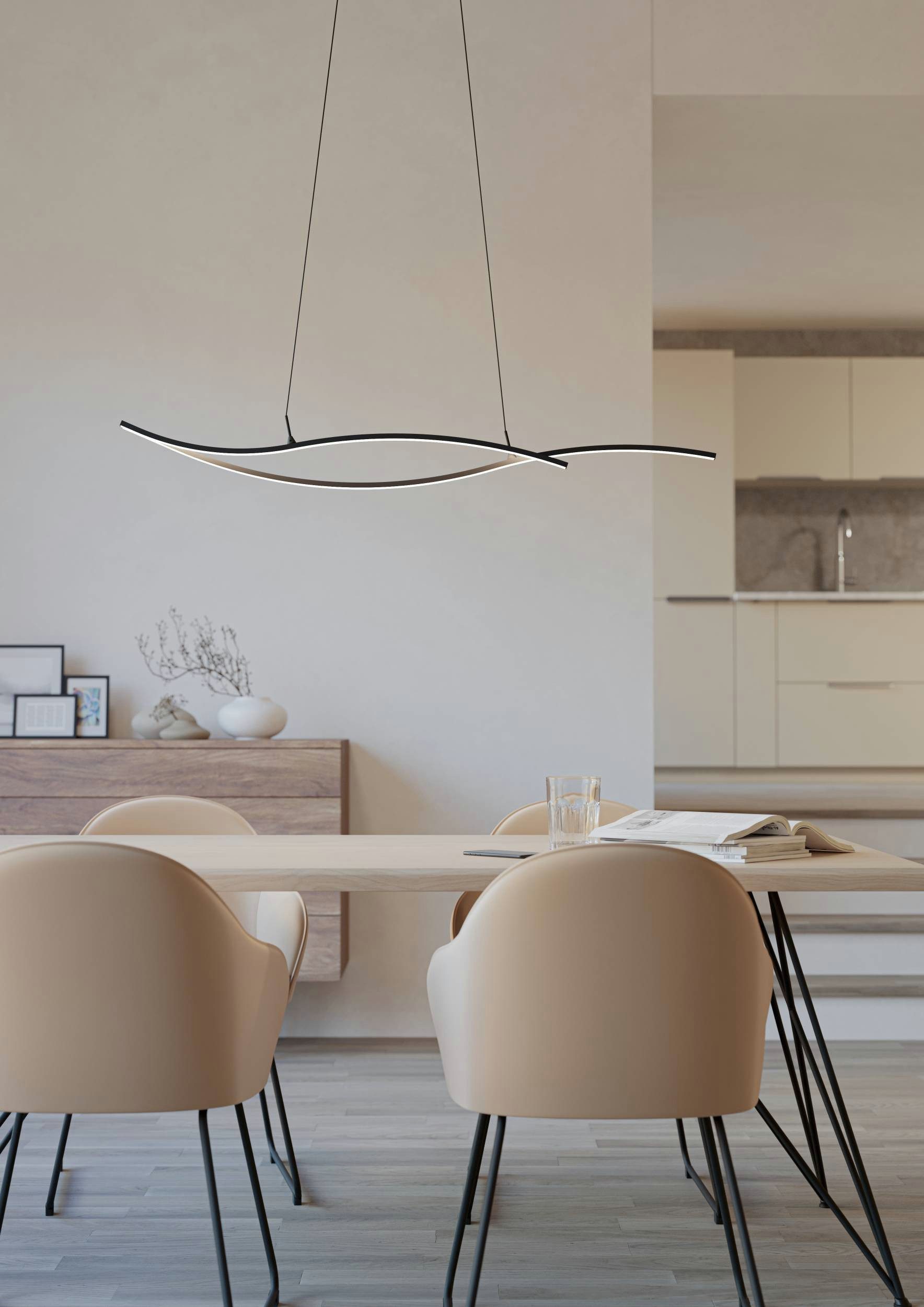 EGLO Hängeleuchte Grisolia Hängelampe, Wohnzimmerlampe, Metall und Kunststoff, Lampe, LED fest integriert, Neutralweiß, Hängeleuchte - L115 x B7 x H120 cm - schwarz - 20W inkl.