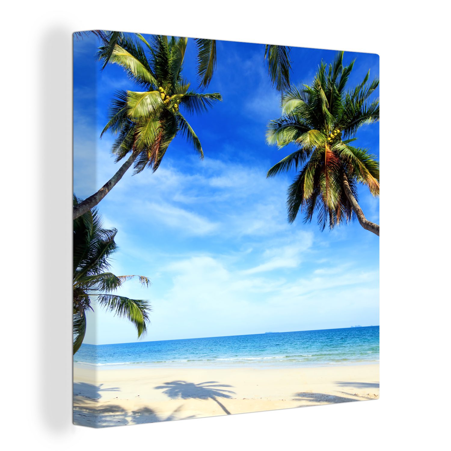 OneMillionCanvasses® Leinwandbild Palmen - Strand - Meer, (1 St), Leinwand Bilder für Wohnzimmer Schlafzimmer