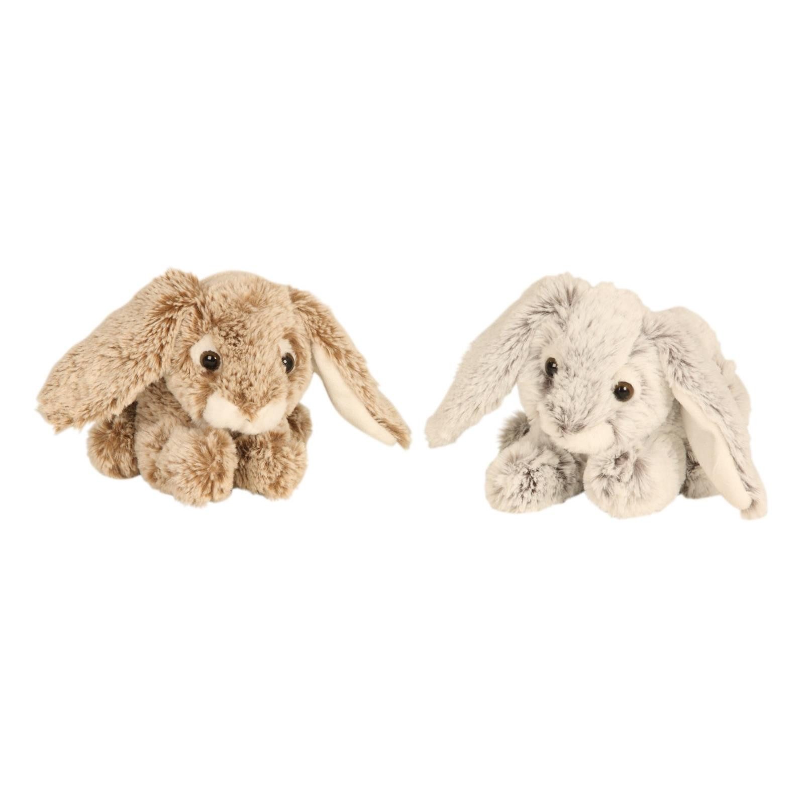 Geschenkestadl Kuscheltier 2 Plüsch Kaninchen Kuscheltier – süßes Hasen Set grau & braun 23 cm (Spar-Set, 2-St., 2 er Set), Schlappohren