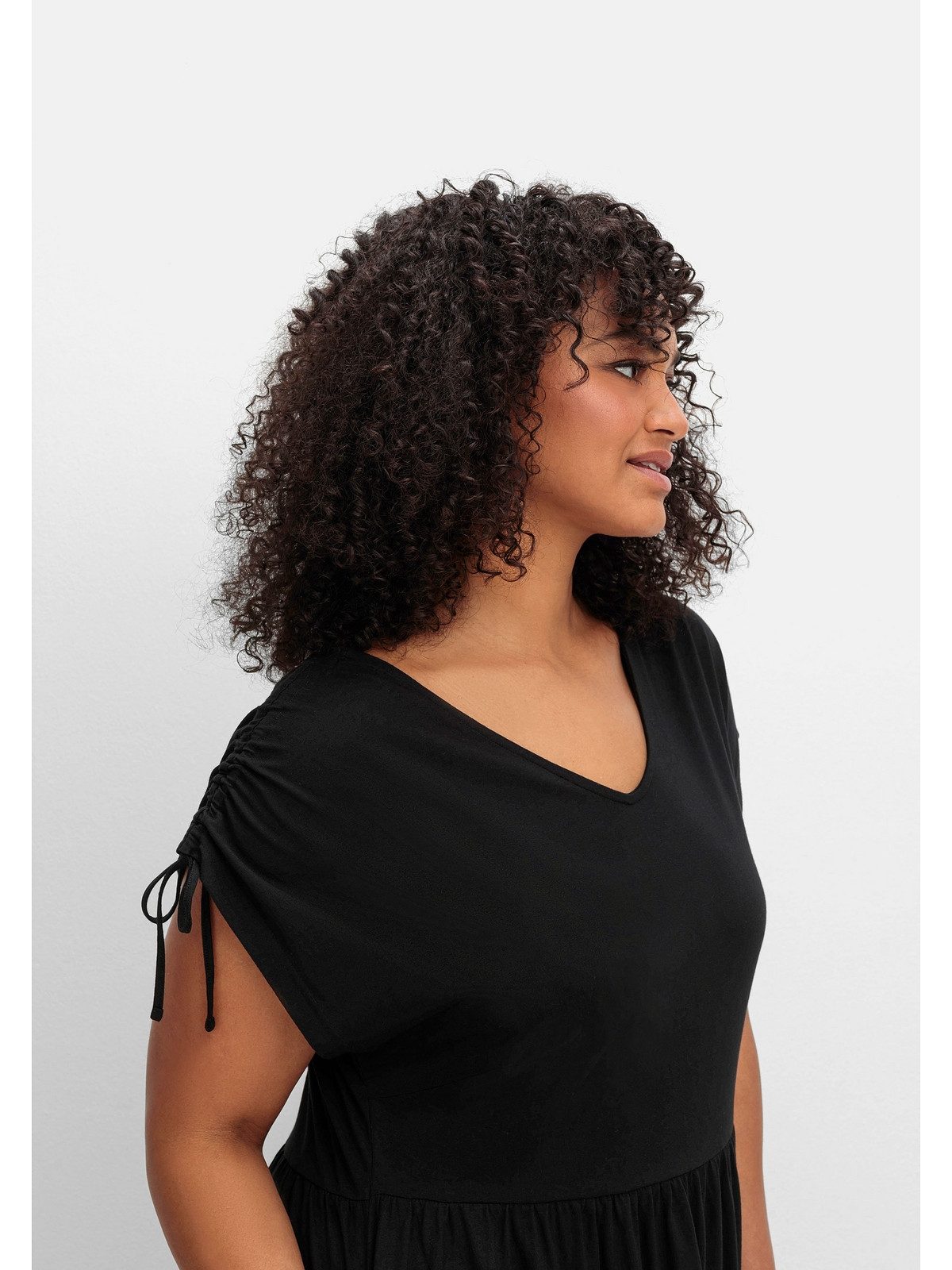 Sheego Jerseykleid Große Größen mit Tunnelzug am Ärmel