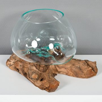LebensWohnArt Dekoobjekt Deko-Glas DROP-2 ca. 20cm Teak Natural Handarbeit, mundgeblasen