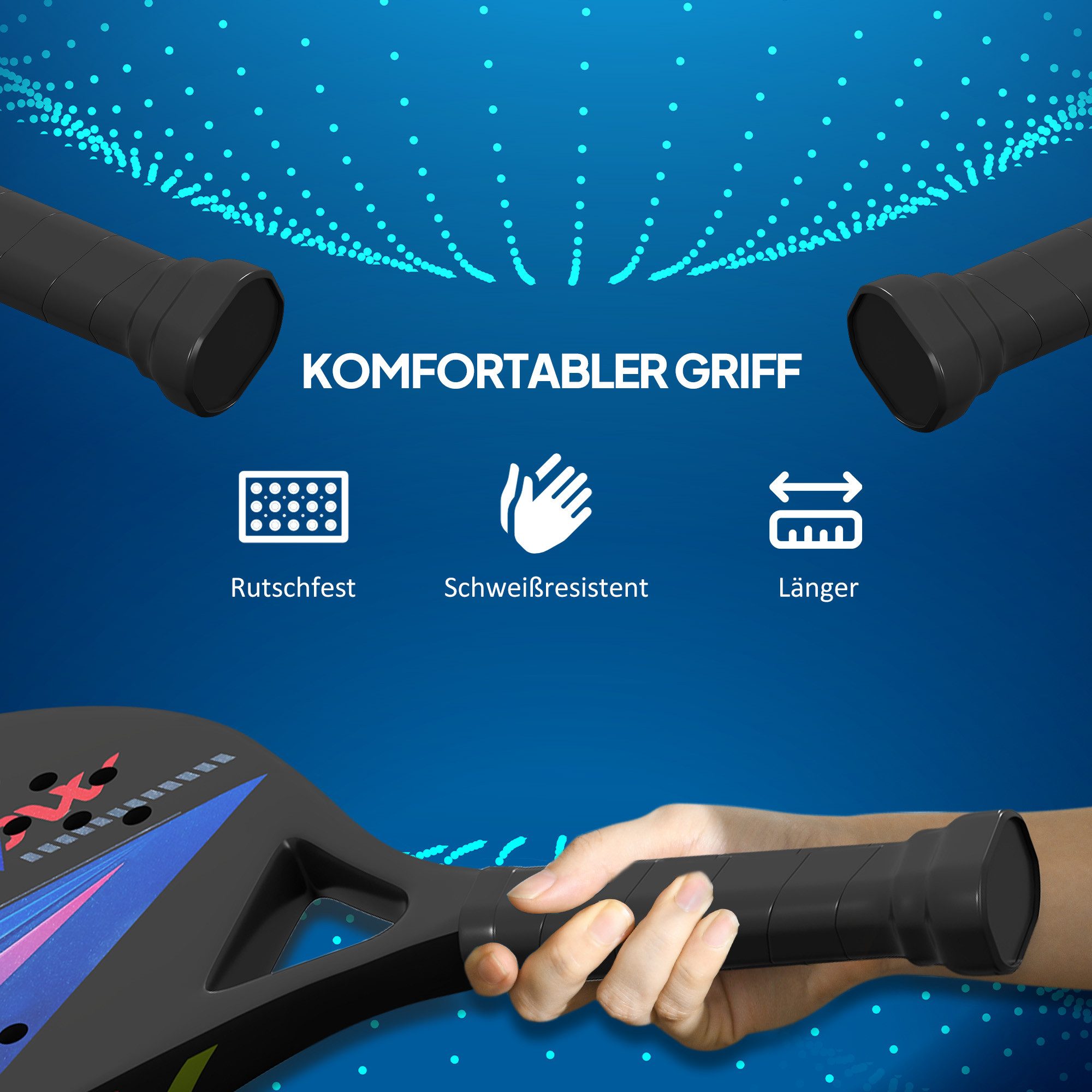 SPORTNOW Tennisschläger Beach-Tennis-Schläger, (mit EVA-Memory-Foam-Kern, 2-tlg., Umhängetasche und rutschfestem Griff), Schwarz